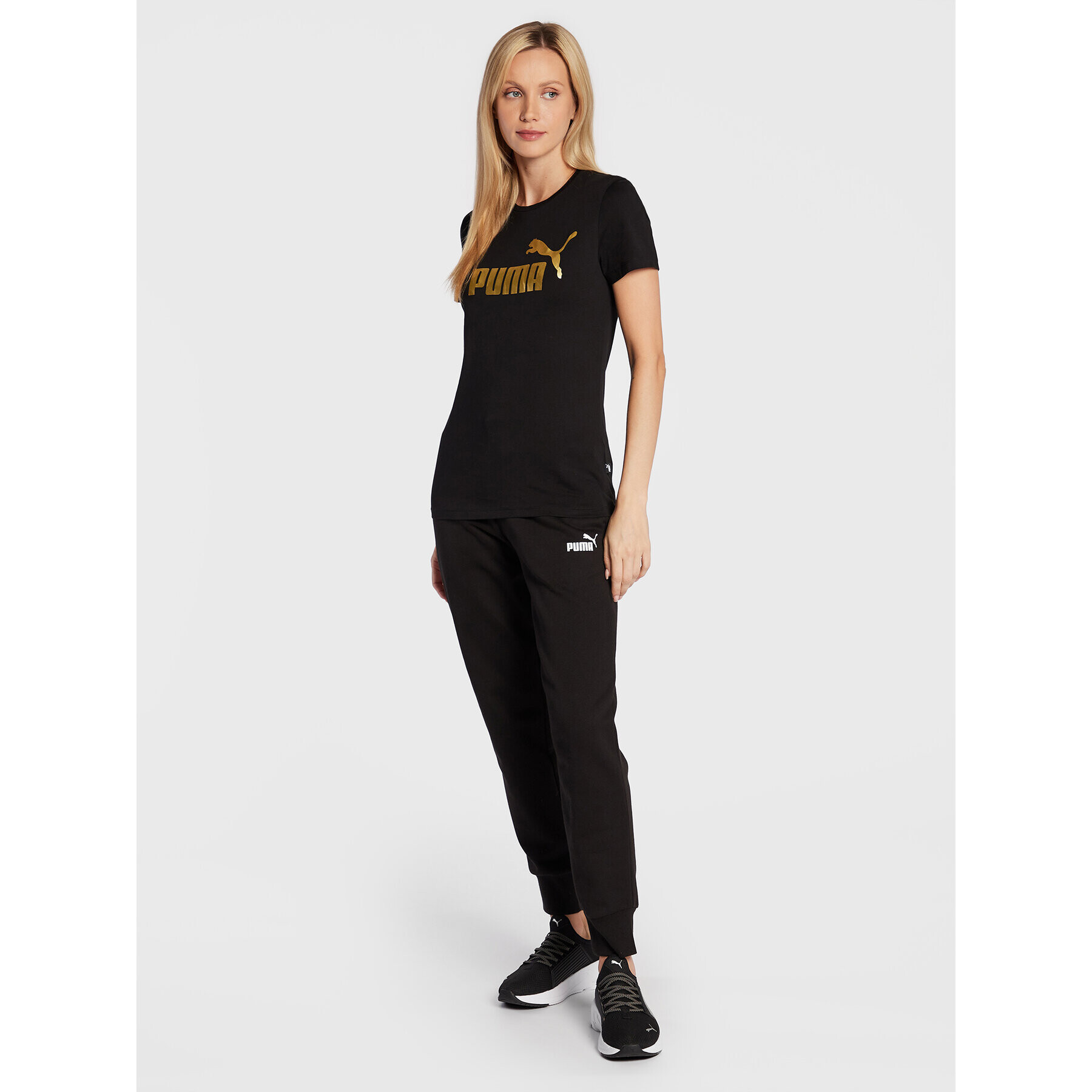 Puma Тишърт Essentials+ Metallic Logo 848303 Черен Regular Fit - Pepit.bg