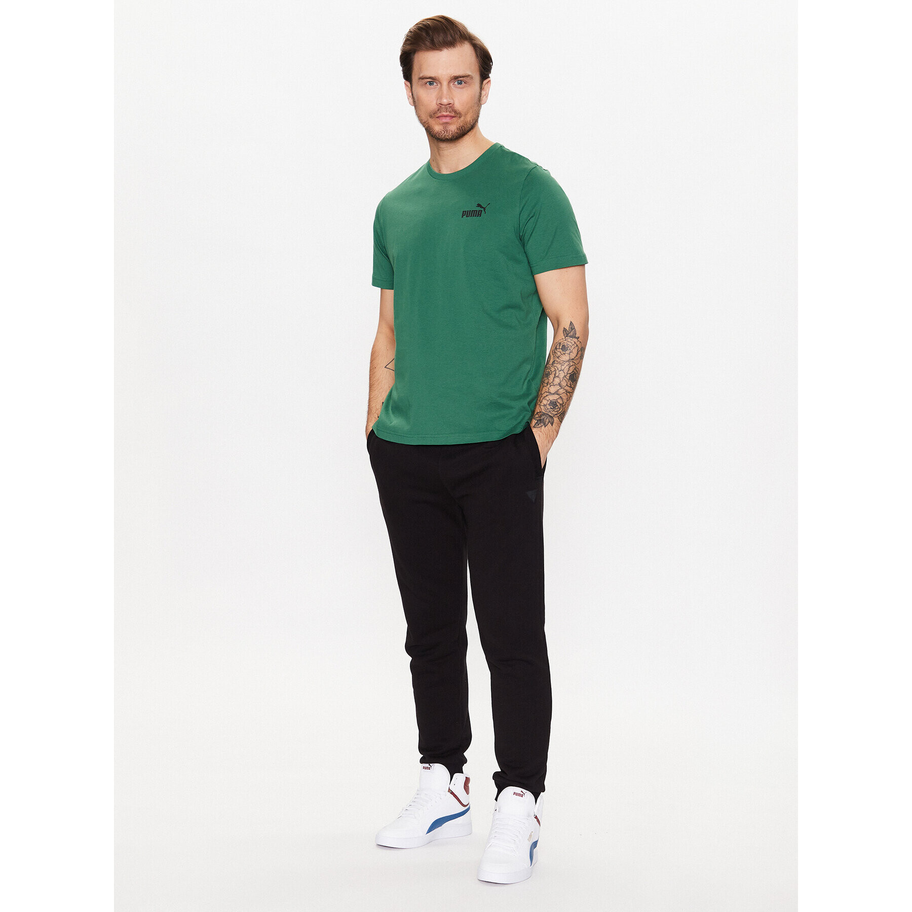 Puma Тишърт Essentials Small Logo 586669 Зелен Regular Fit - Pepit.bg