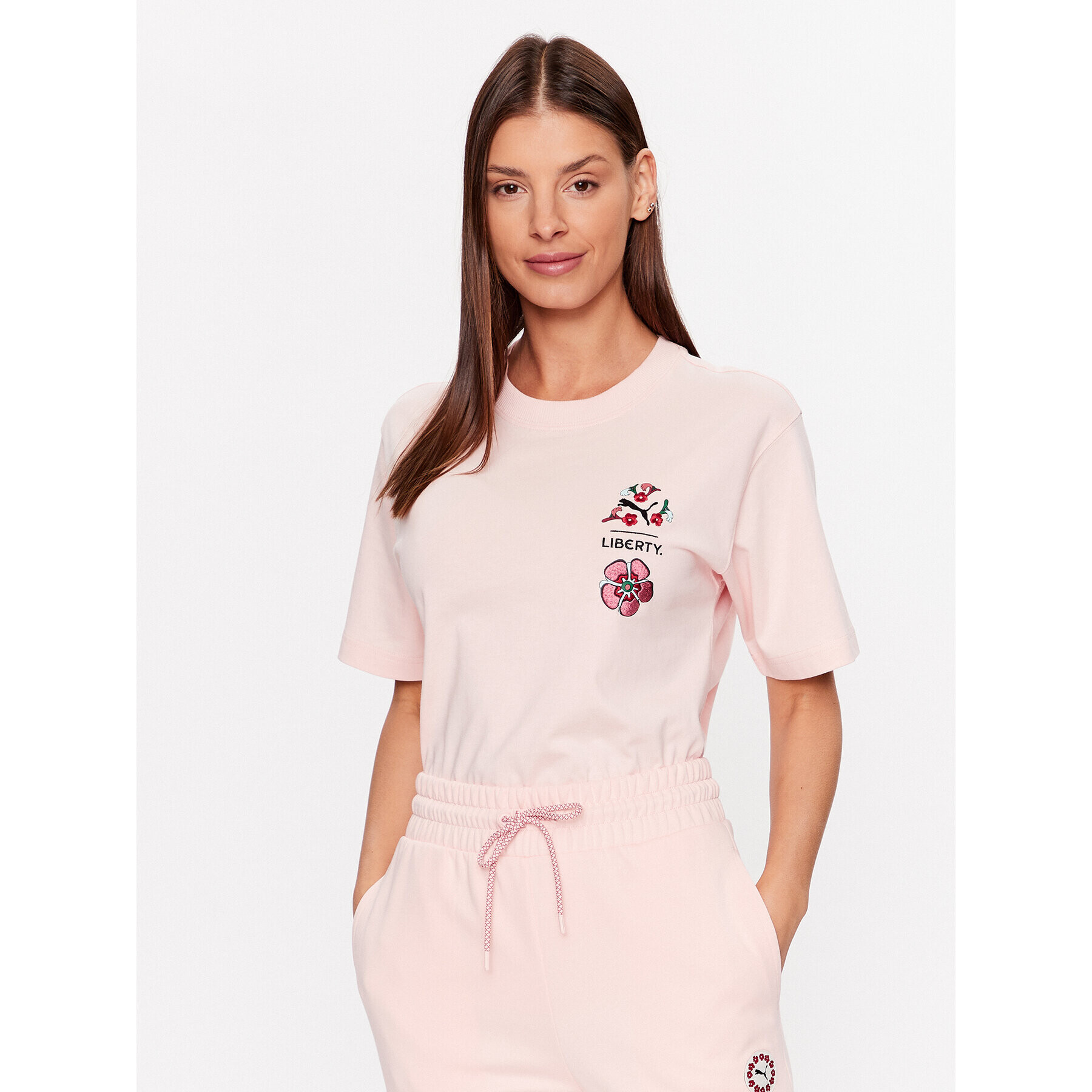 Puma Тишърт LIBERTY 539829 Розов Relaxed Fit - Pepit.bg