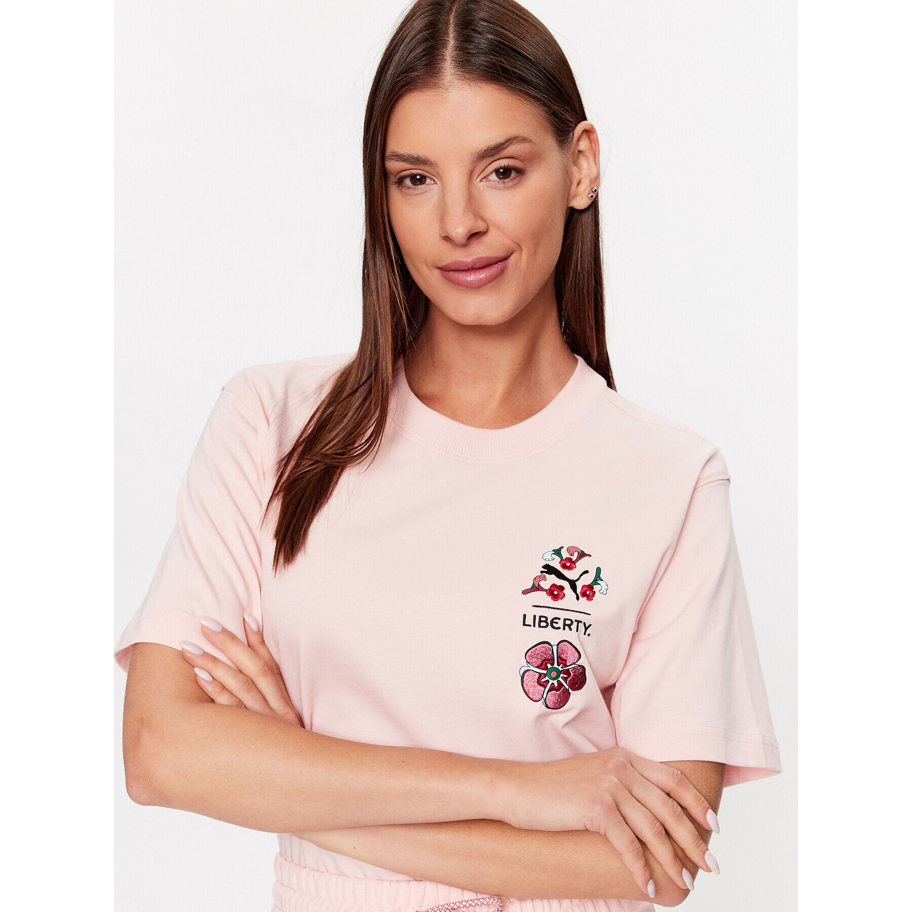 Puma Тишърт LIBERTY 539829 Розов Relaxed Fit - Pepit.bg