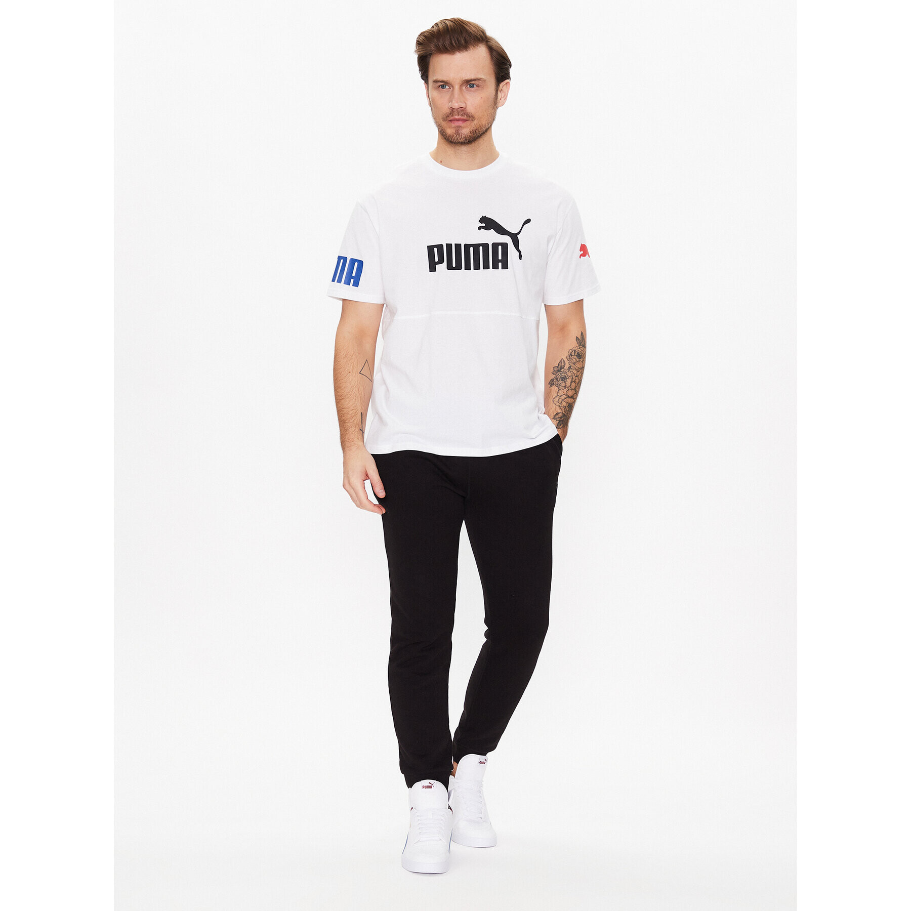 Puma Тишърт Power Colourblock 673321 Бял Relaxed Fit - Pepit.bg