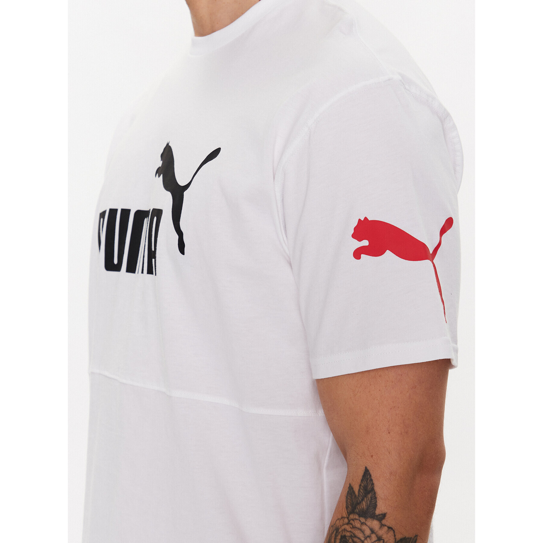 Puma Тишърт Power Colourblock 673321 Бял Relaxed Fit - Pepit.bg