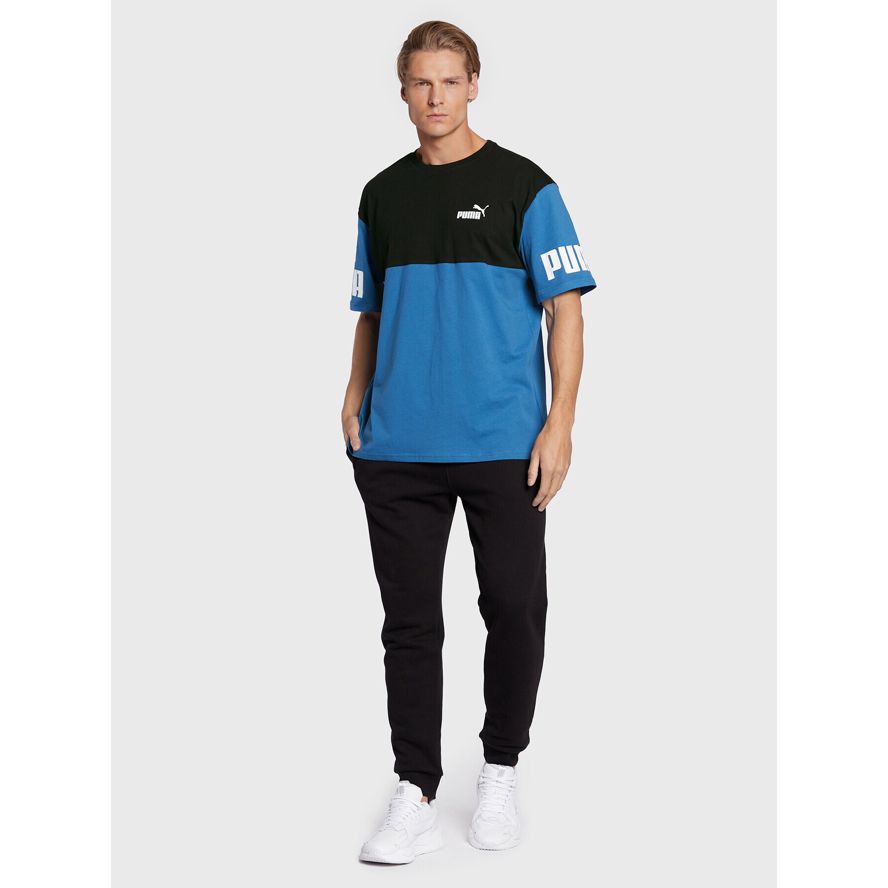 Puma Тишърт Powr Colorblock 849801 Тъмносин Relaxed Fit - Pepit.bg