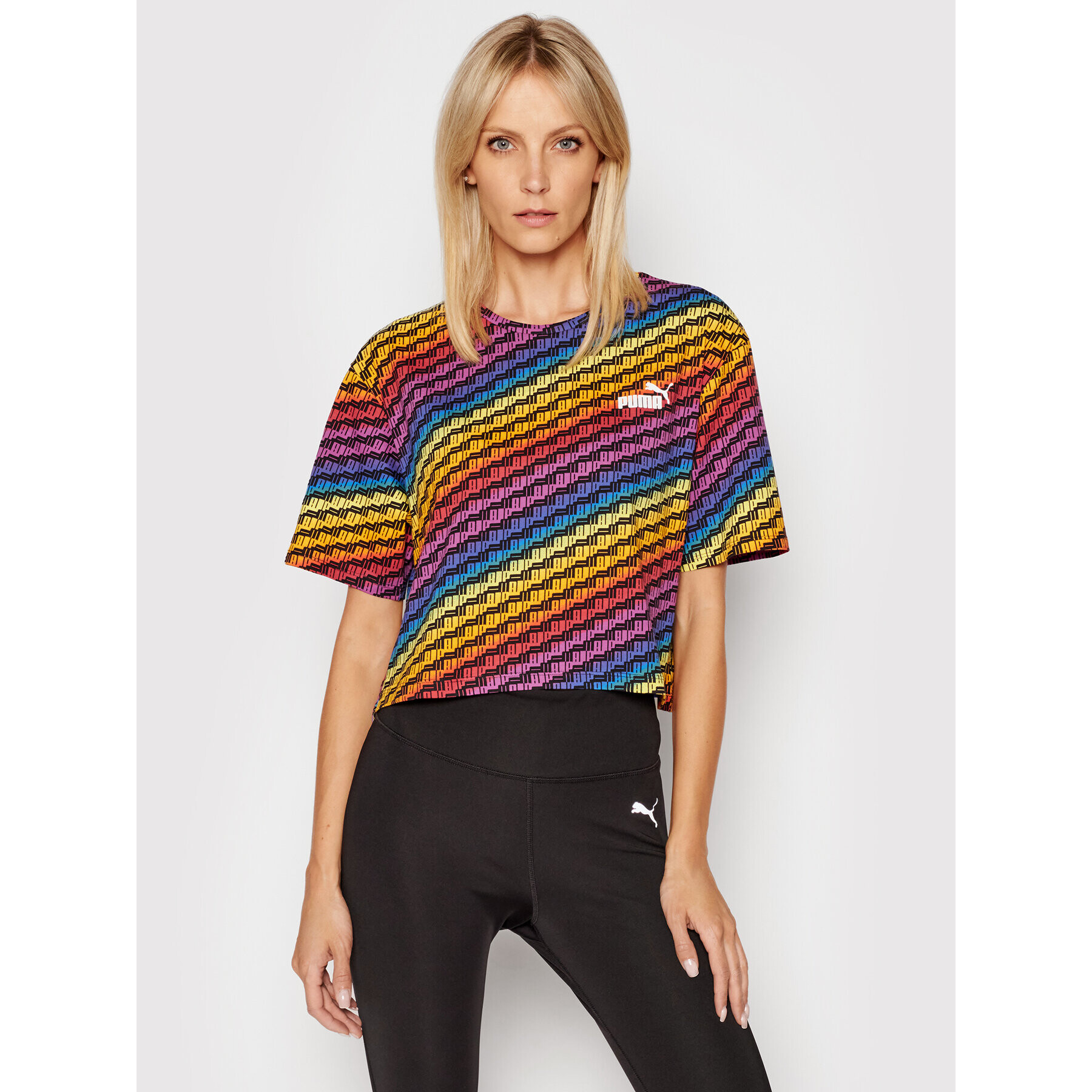 Puma Тишърт Pride Aop Tee Wmns 587233 Цветен Relaxed Fit - Pepit.bg