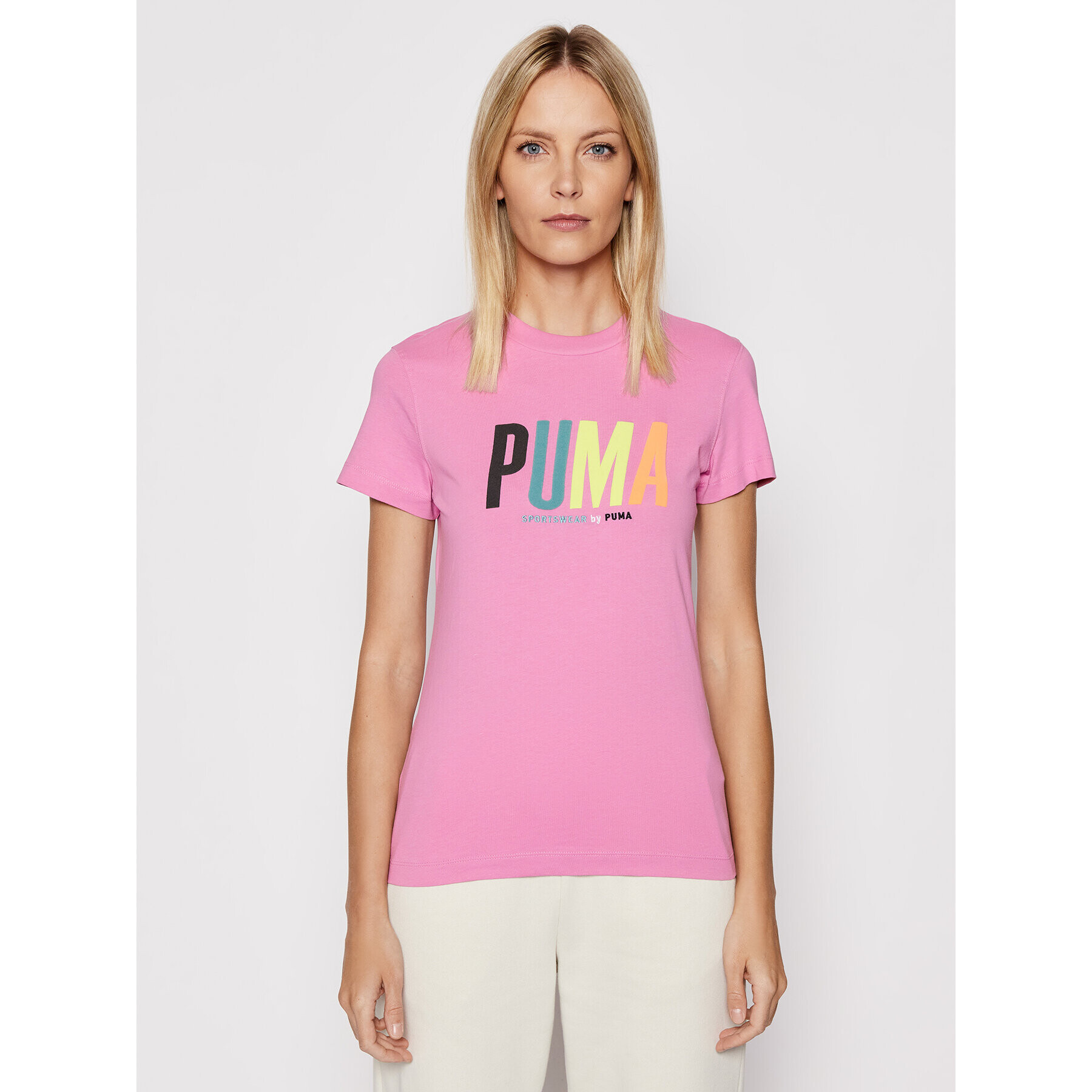 Puma Тишърт SMILEY WORLD Graphic 533559 Розов Regular Fit - Pepit.bg