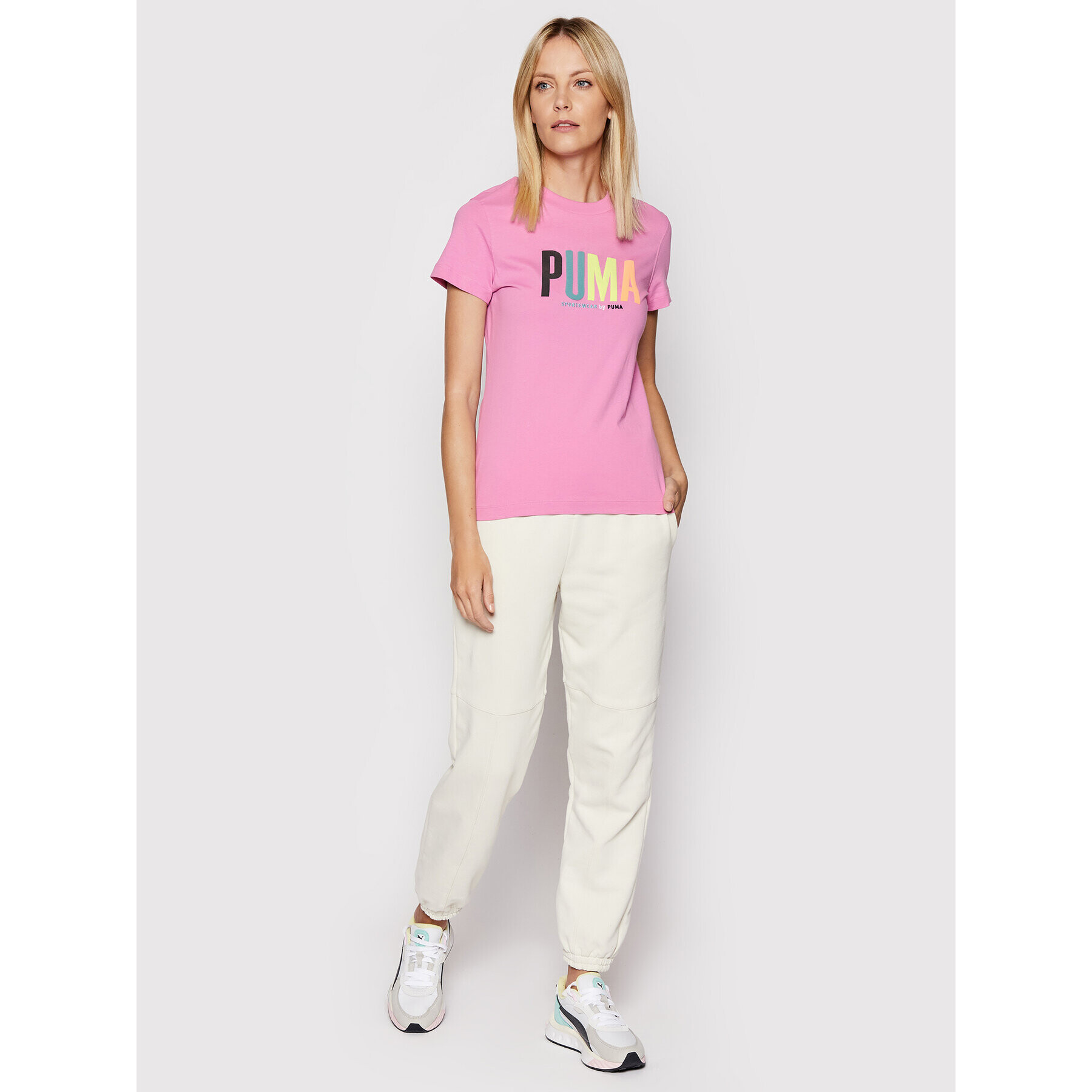 Puma Тишърт SMILEY WORLD Graphic 533559 Розов Regular Fit - Pepit.bg