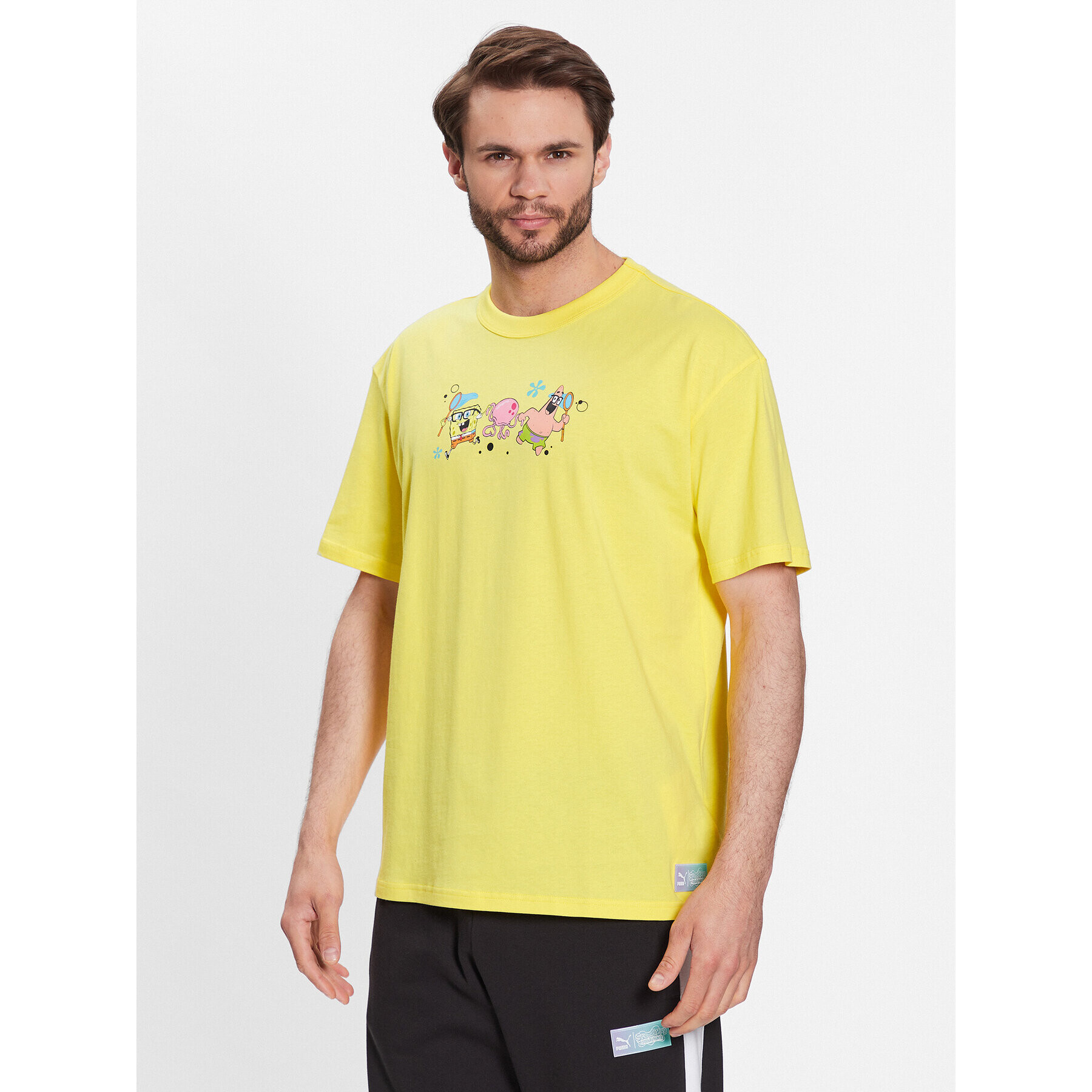 Puma Тишърт SPONGEBOB 538958 Жълт Regular Fit - Pepit.bg