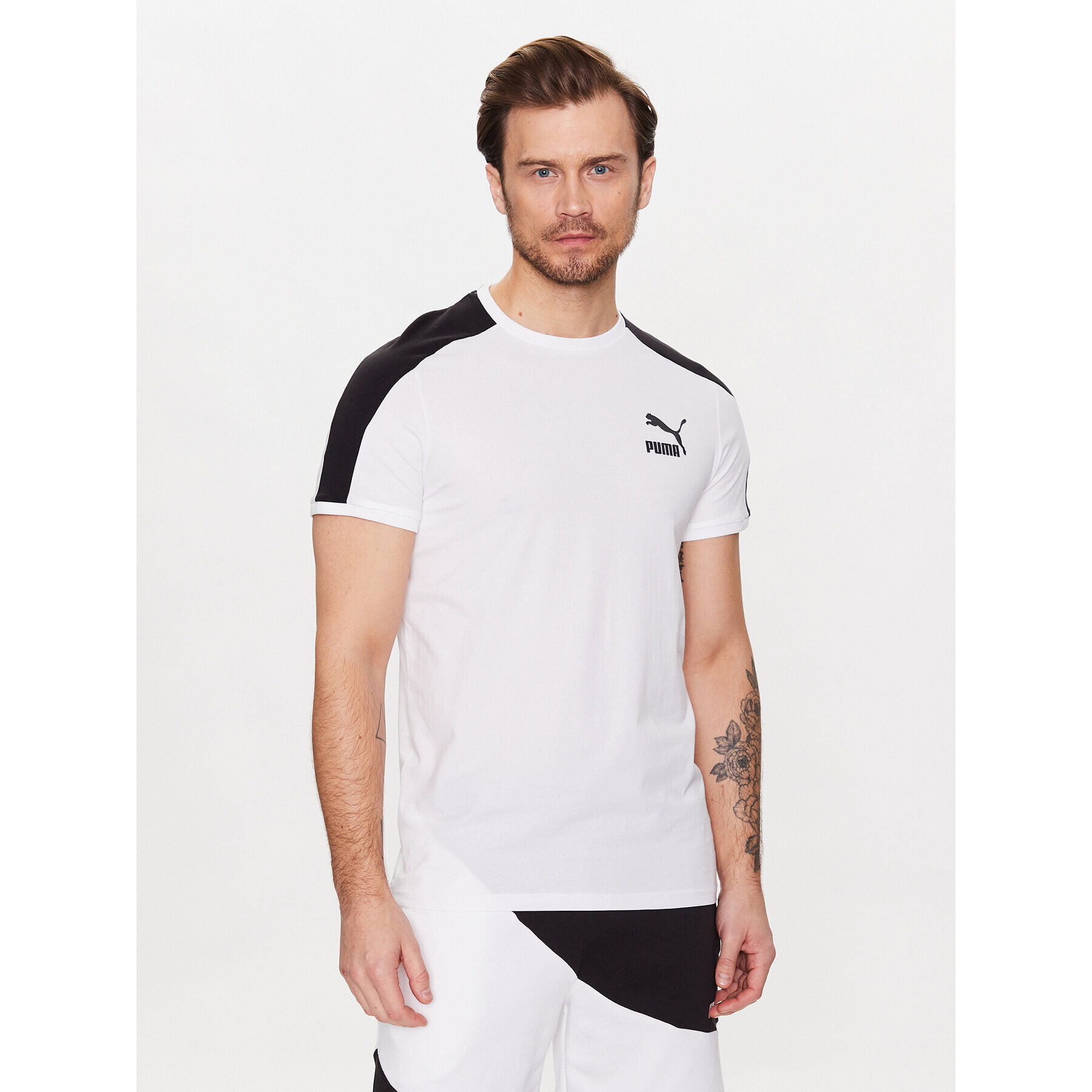 Puma Тишърт T7 Iconic 538204 Бял Slim Fit - Pepit.bg
