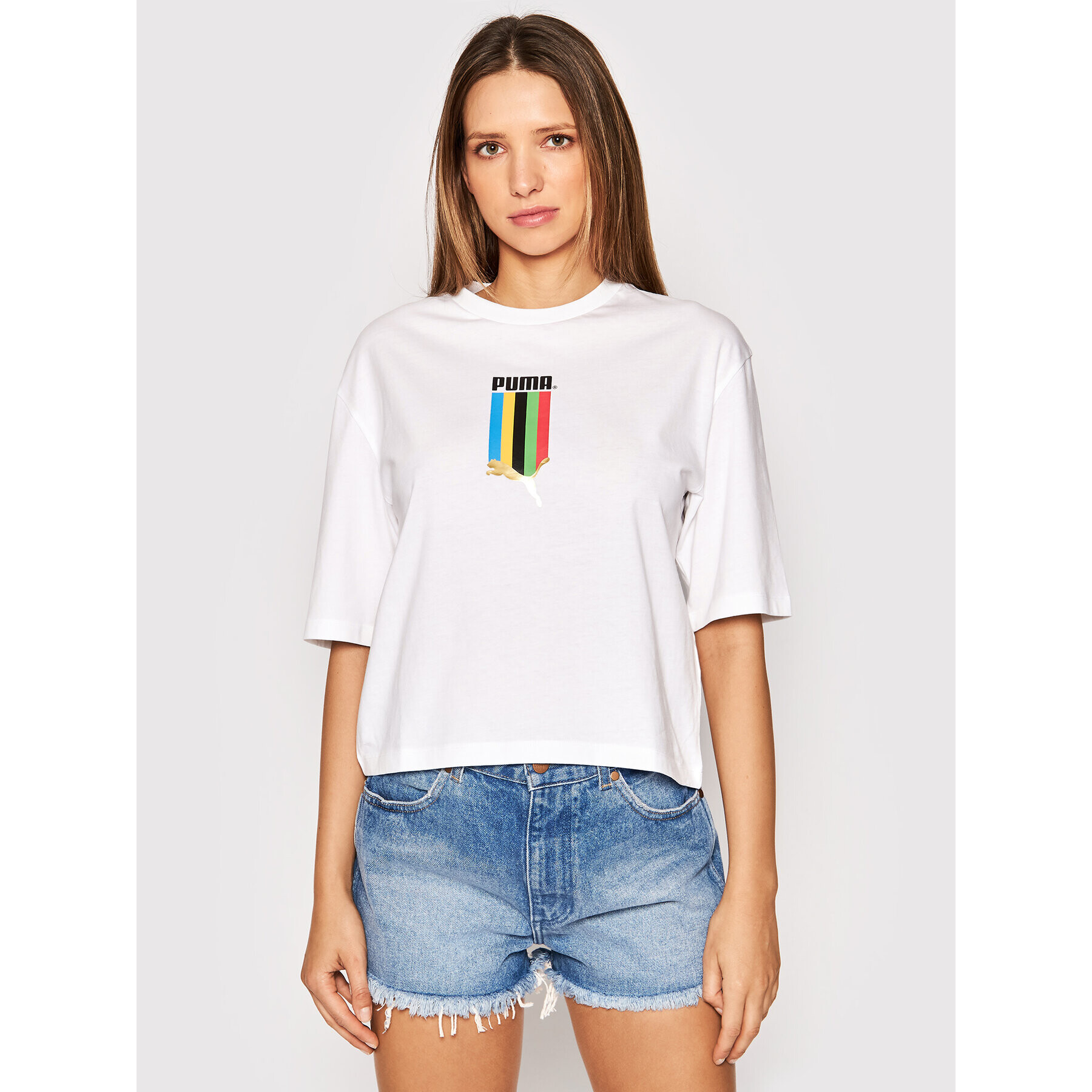 Puma Тишърт TFS Graphic 597747 Бял Regular Fit - Pepit.bg