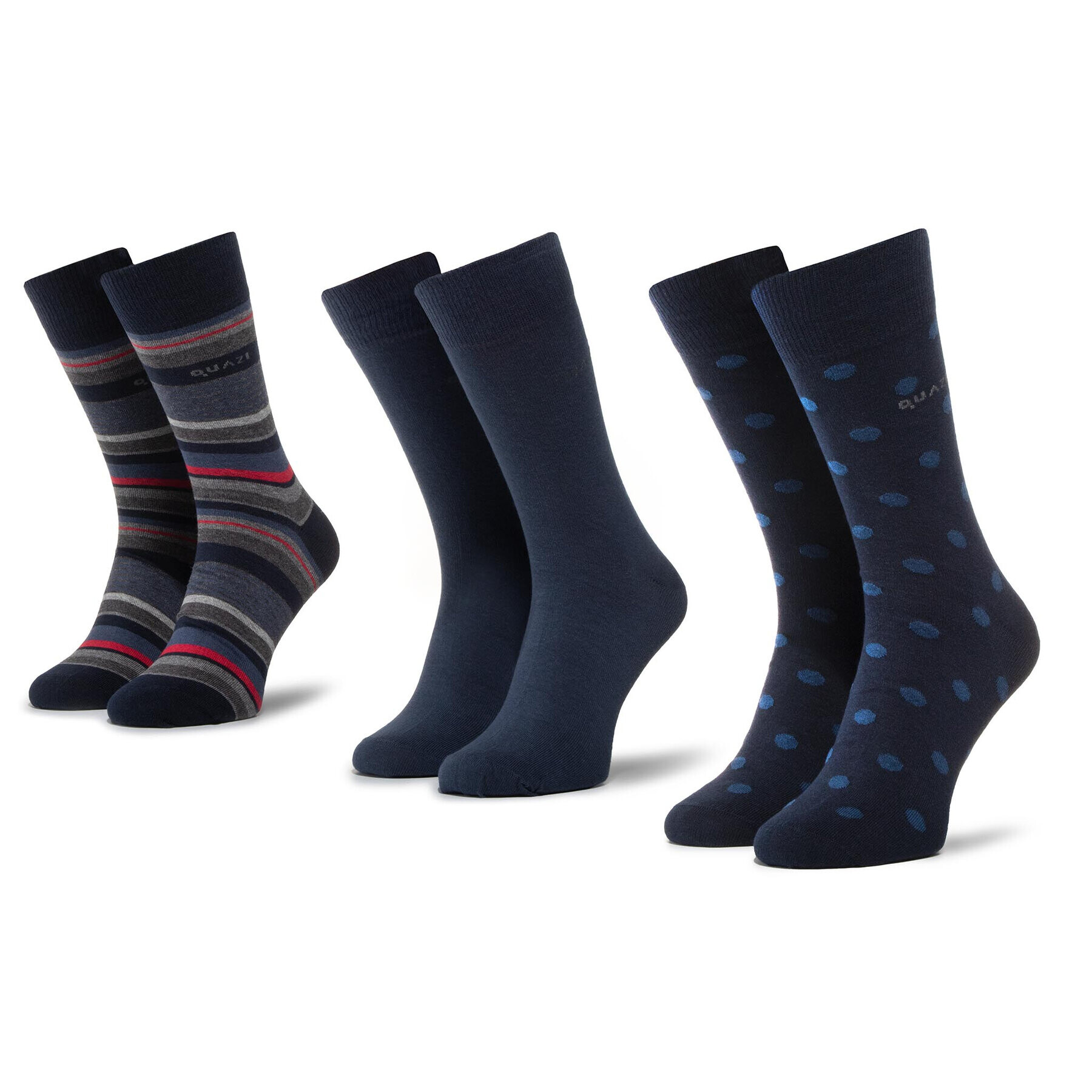 QUAZI Комплект 3 чифта дълги чорапи мъжки QZ-SOCKS-65-04-MEN-001 Тъмносин - Pepit.bg