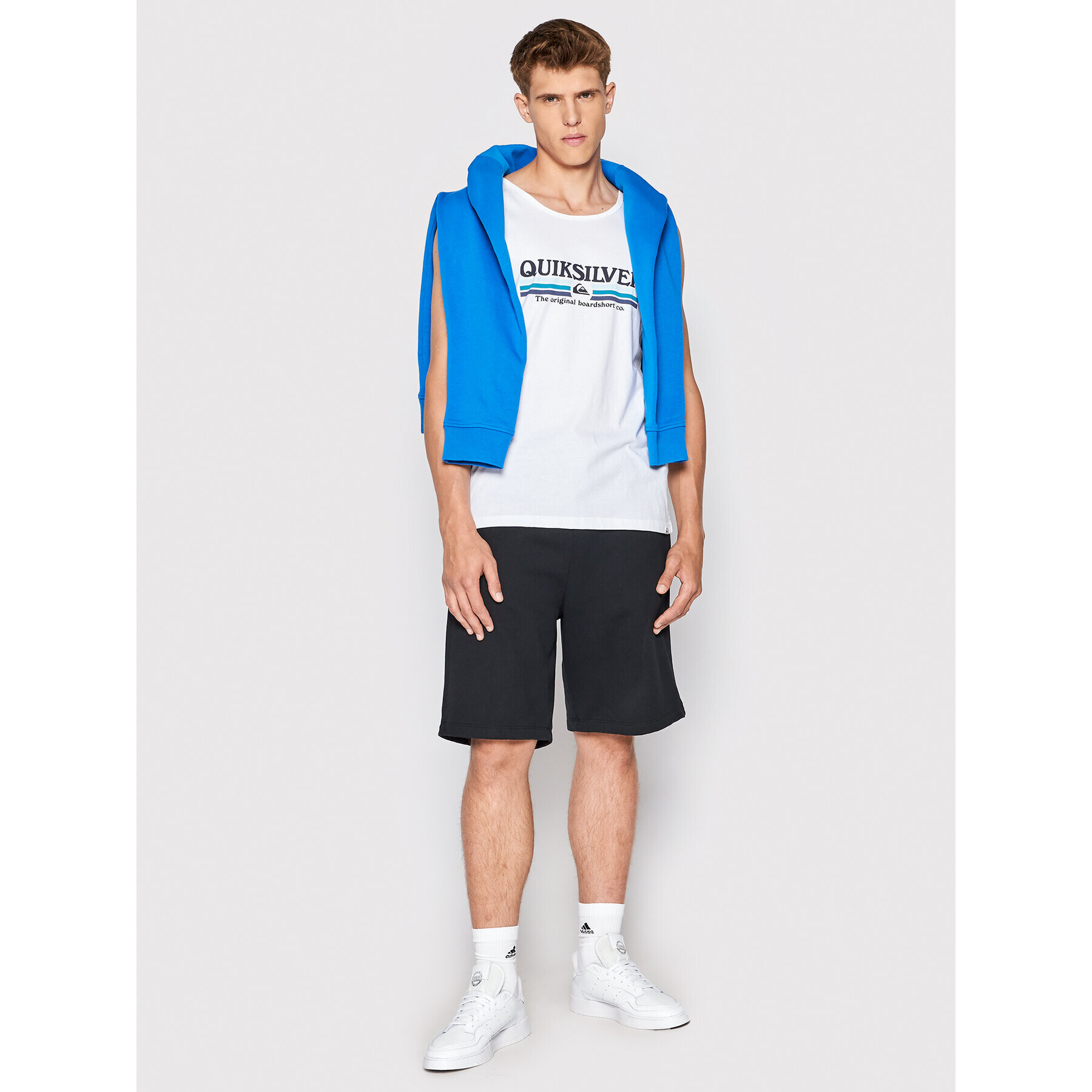 Quiksilver Мъжки топ Lined Up EQYZT06674 Бял Regular Fit - Pepit.bg