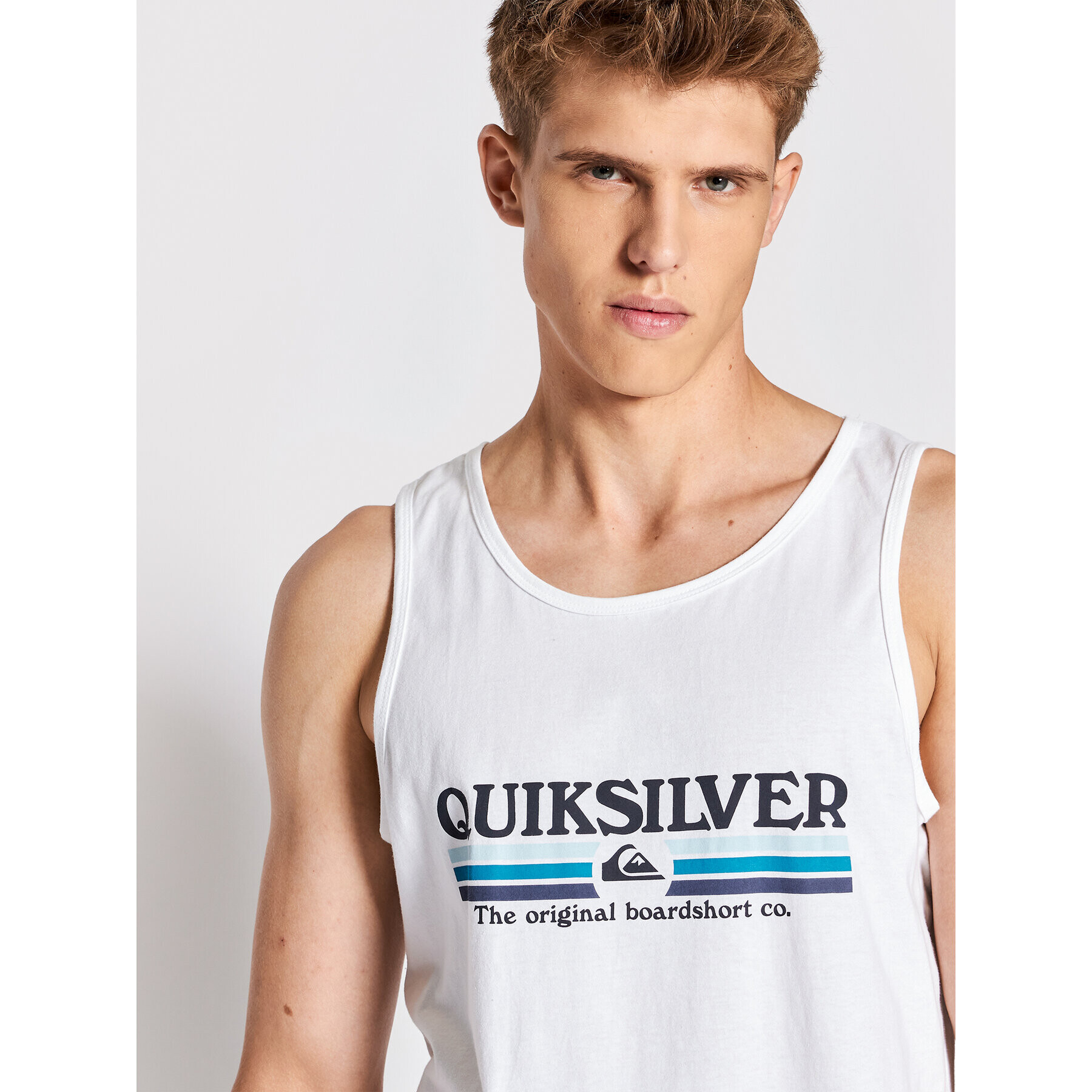 Quiksilver Мъжки топ Lined Up EQYZT06674 Бял Regular Fit - Pepit.bg