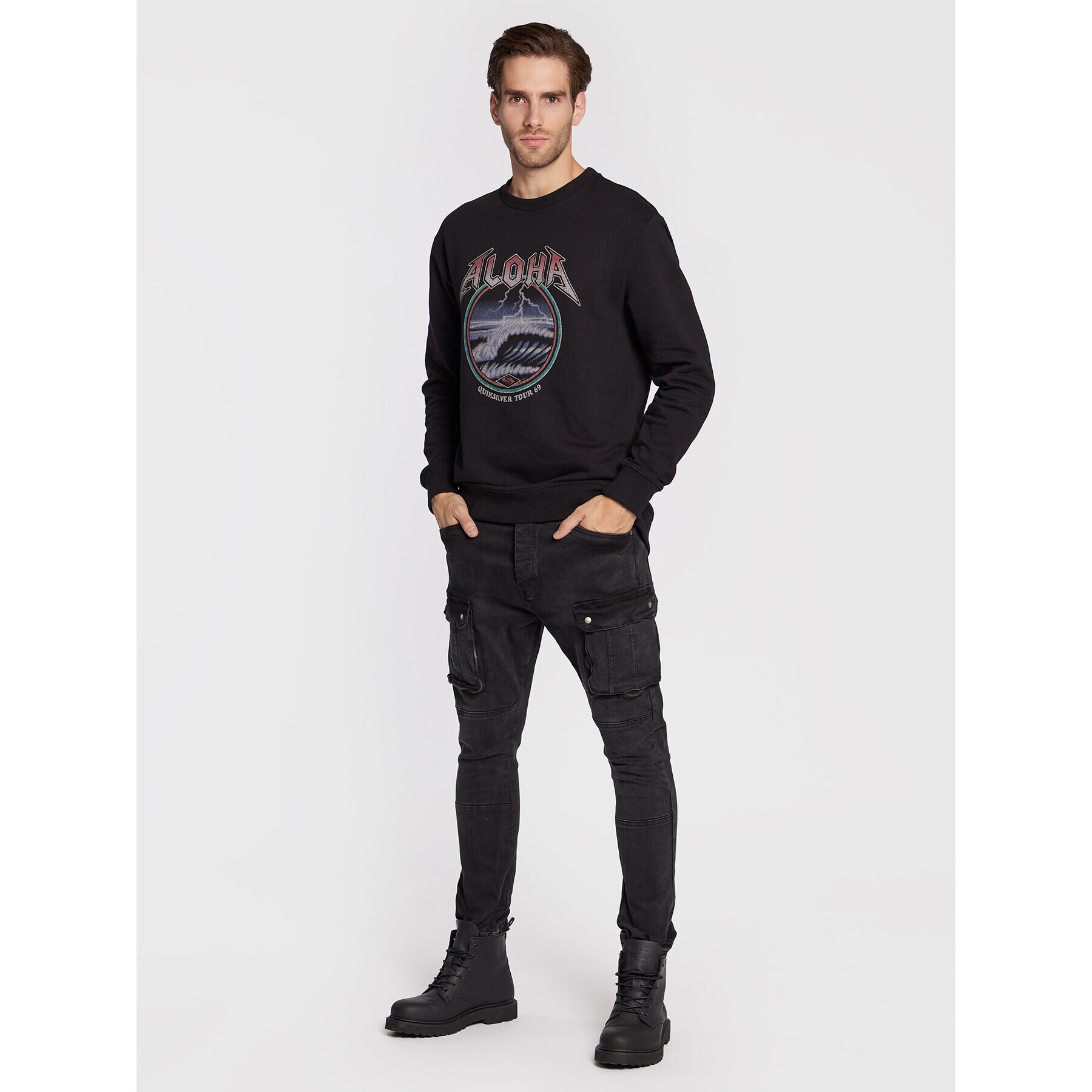 Quiksilver Суитшърт Rock Waves EQYFT04688 Черен Regular Fit - Pepit.bg