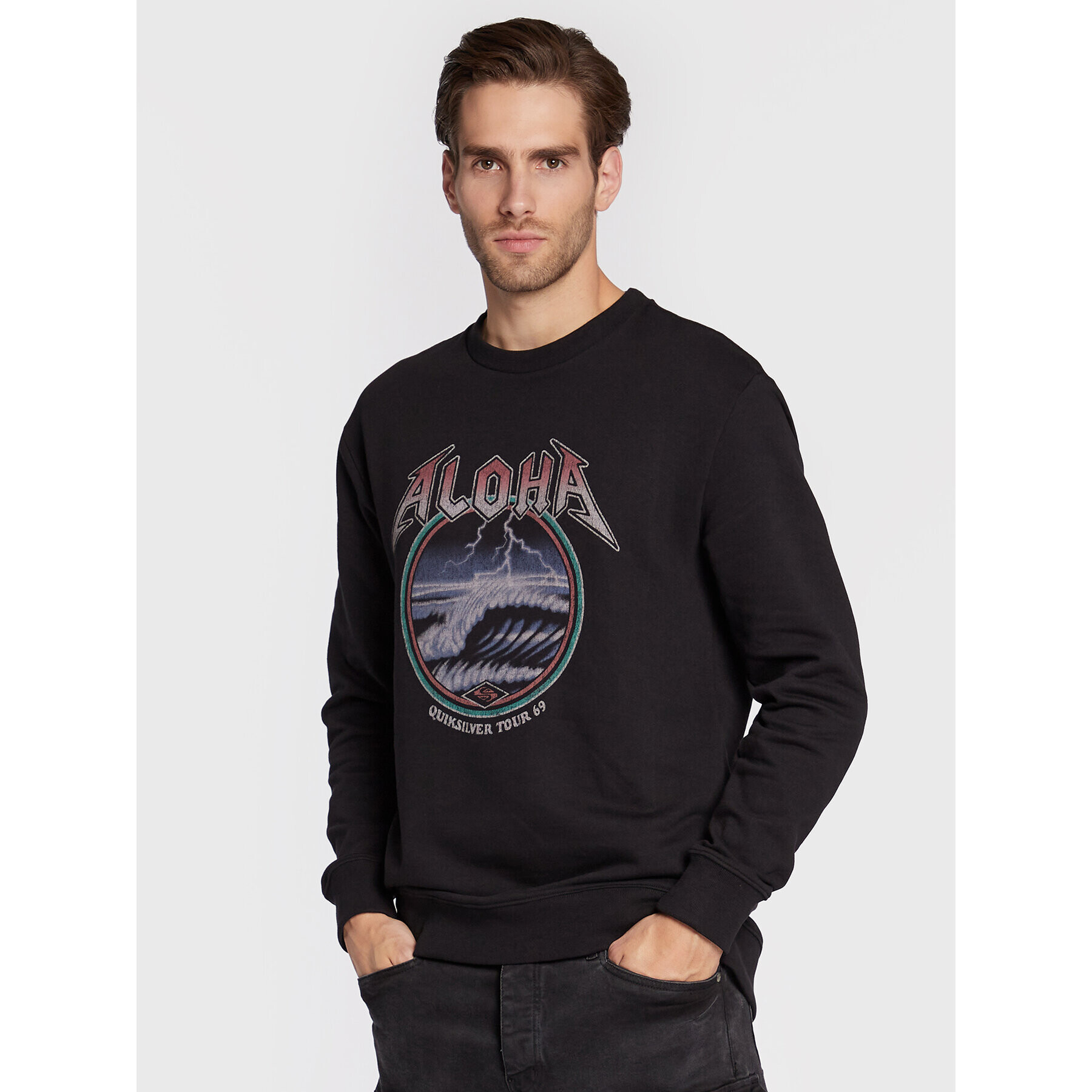 Quiksilver Суитшърт Rock Waves EQYFT04688 Черен Regular Fit - Pepit.bg