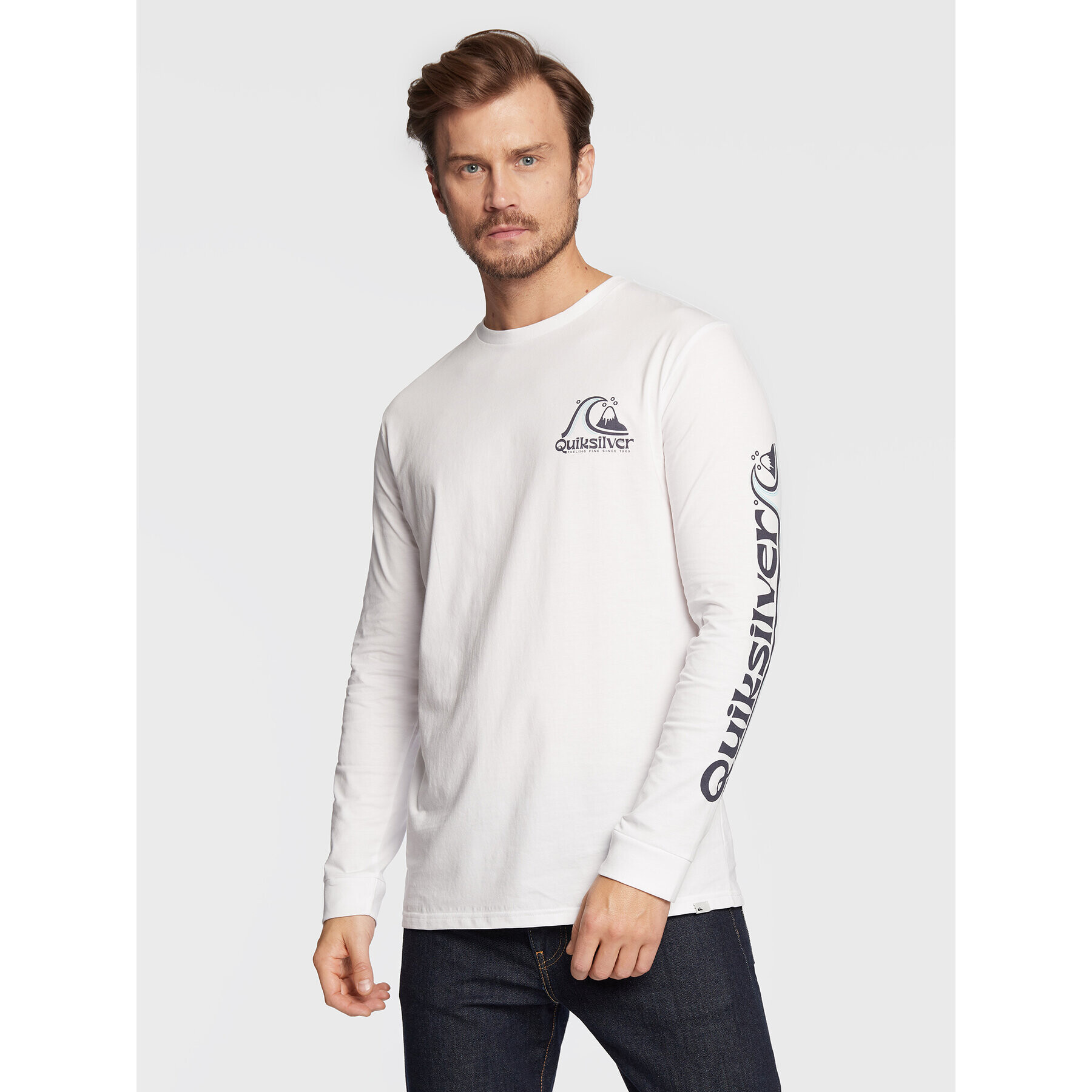 Quiksilver Тениска с дълъг ръкав Rolling Circle EQYZT07052 Бял Classic Fit - Pepit.bg