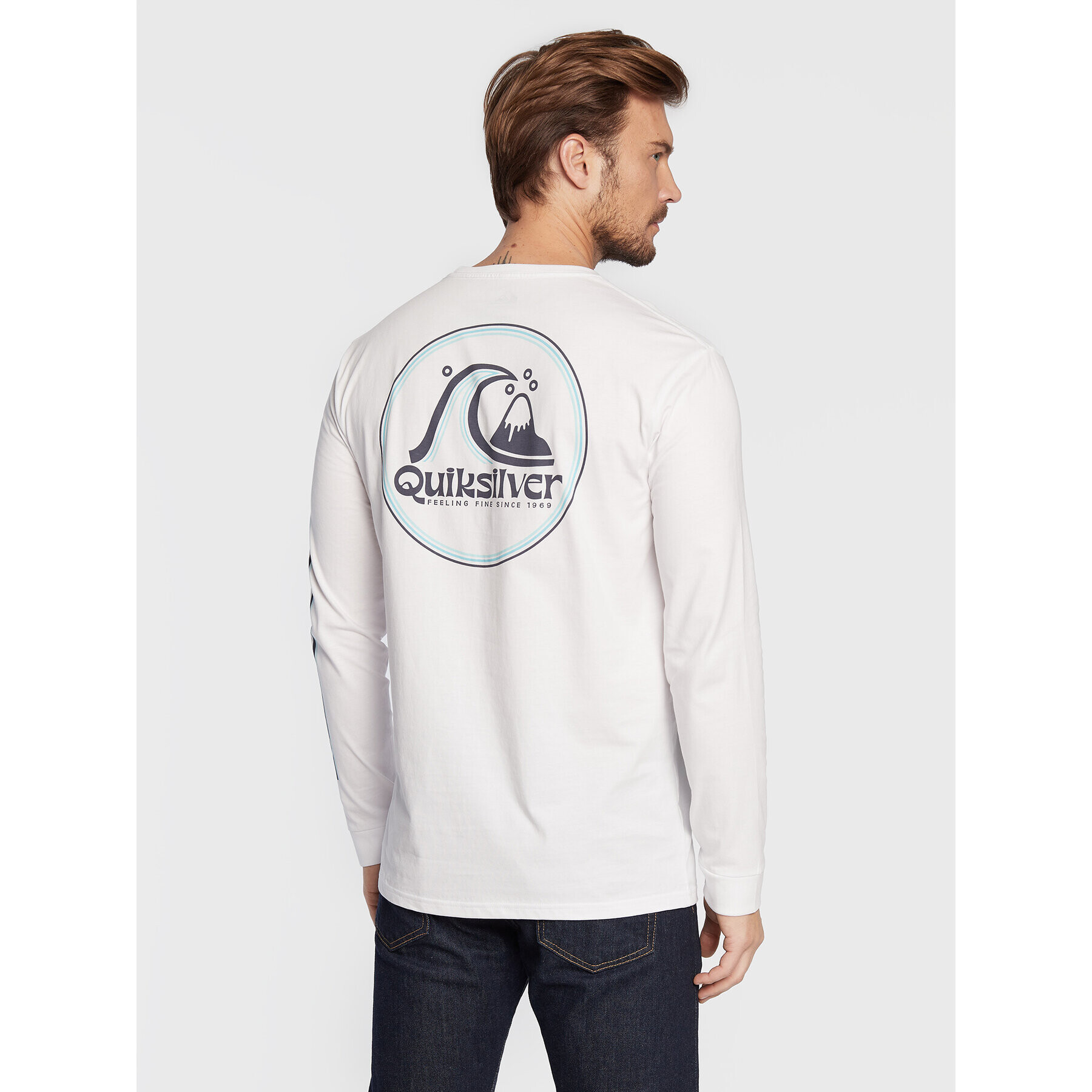 Quiksilver Тениска с дълъг ръкав Rolling Circle EQYZT07052 Бял Classic Fit - Pepit.bg