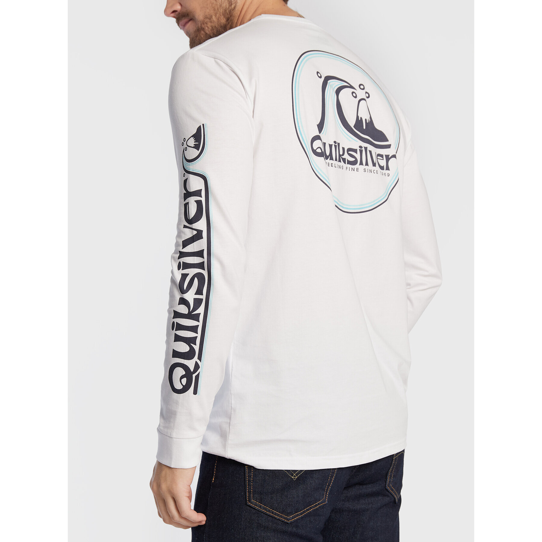 Quiksilver Тениска с дълъг ръкав Rolling Circle EQYZT07052 Бял Classic Fit - Pepit.bg