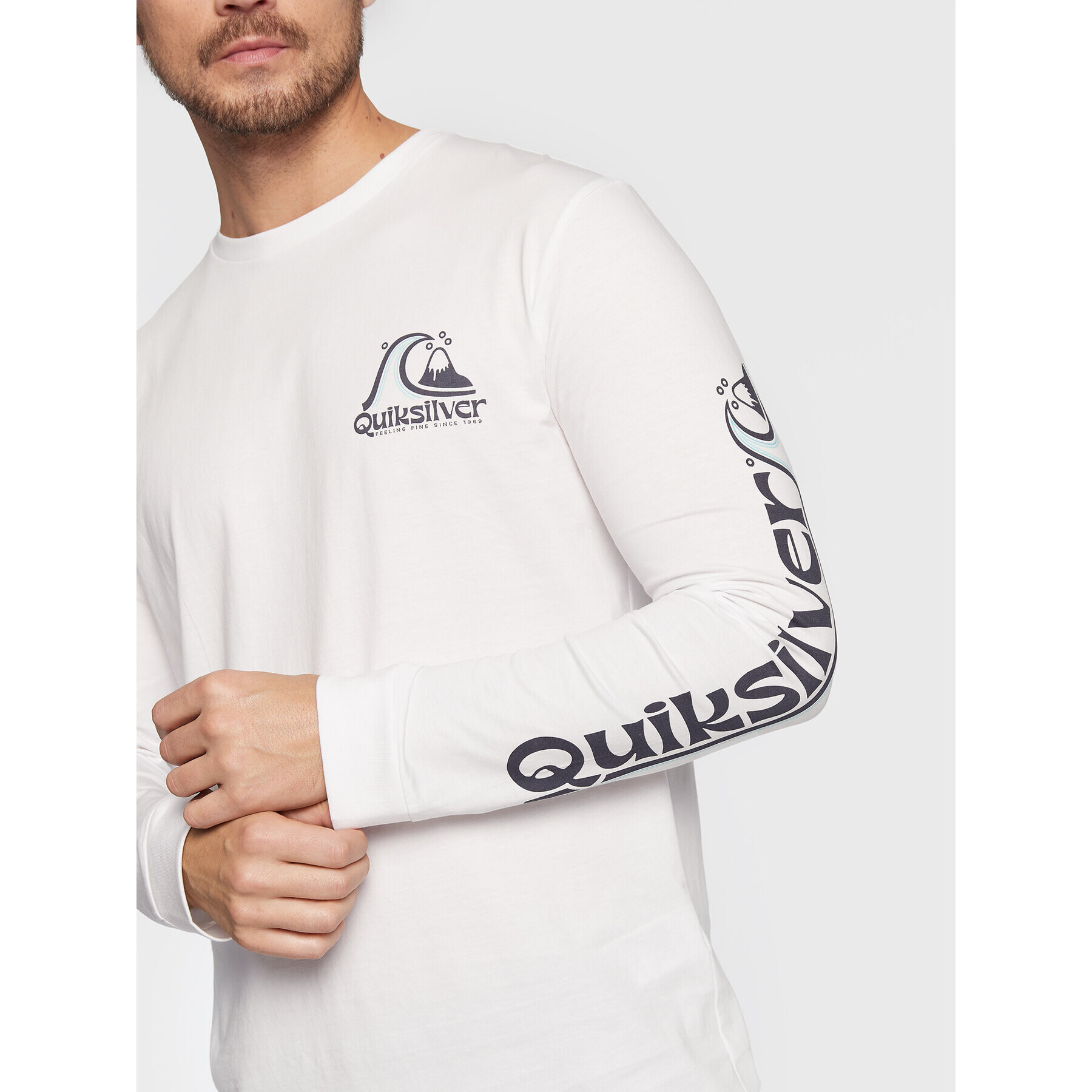 Quiksilver Тениска с дълъг ръкав Rolling Circle EQYZT07052 Бял Classic Fit - Pepit.bg