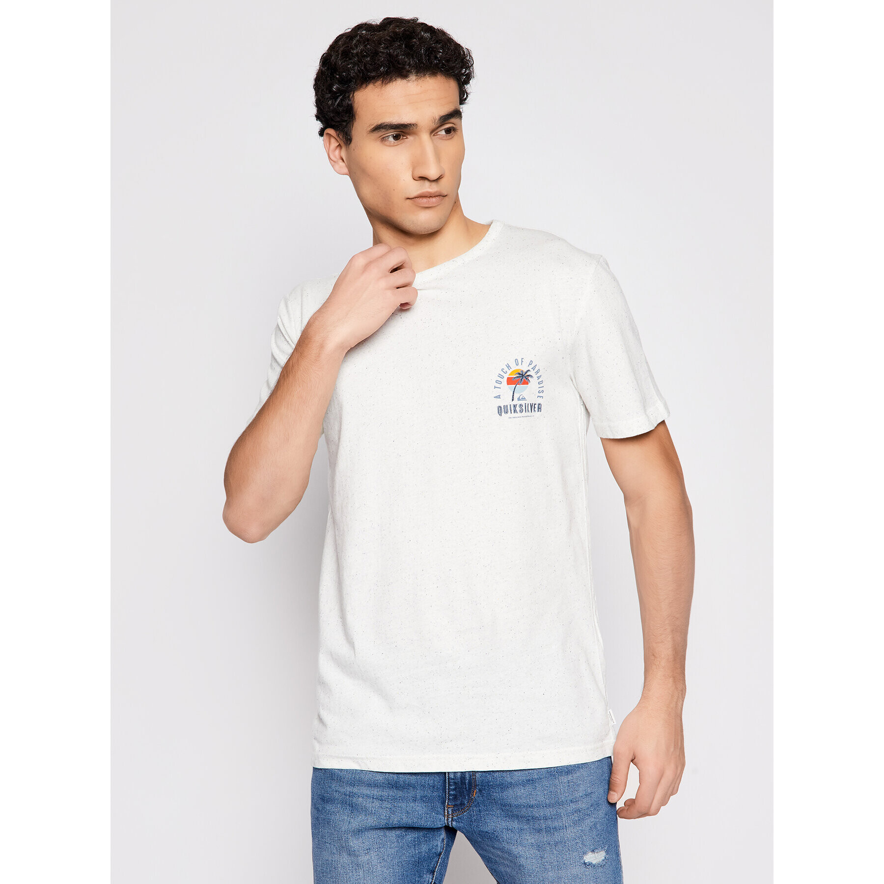 Quiksilver Тишърт Beal Ss Tee EQYKT04117 Бял Regular Fit - Pepit.bg