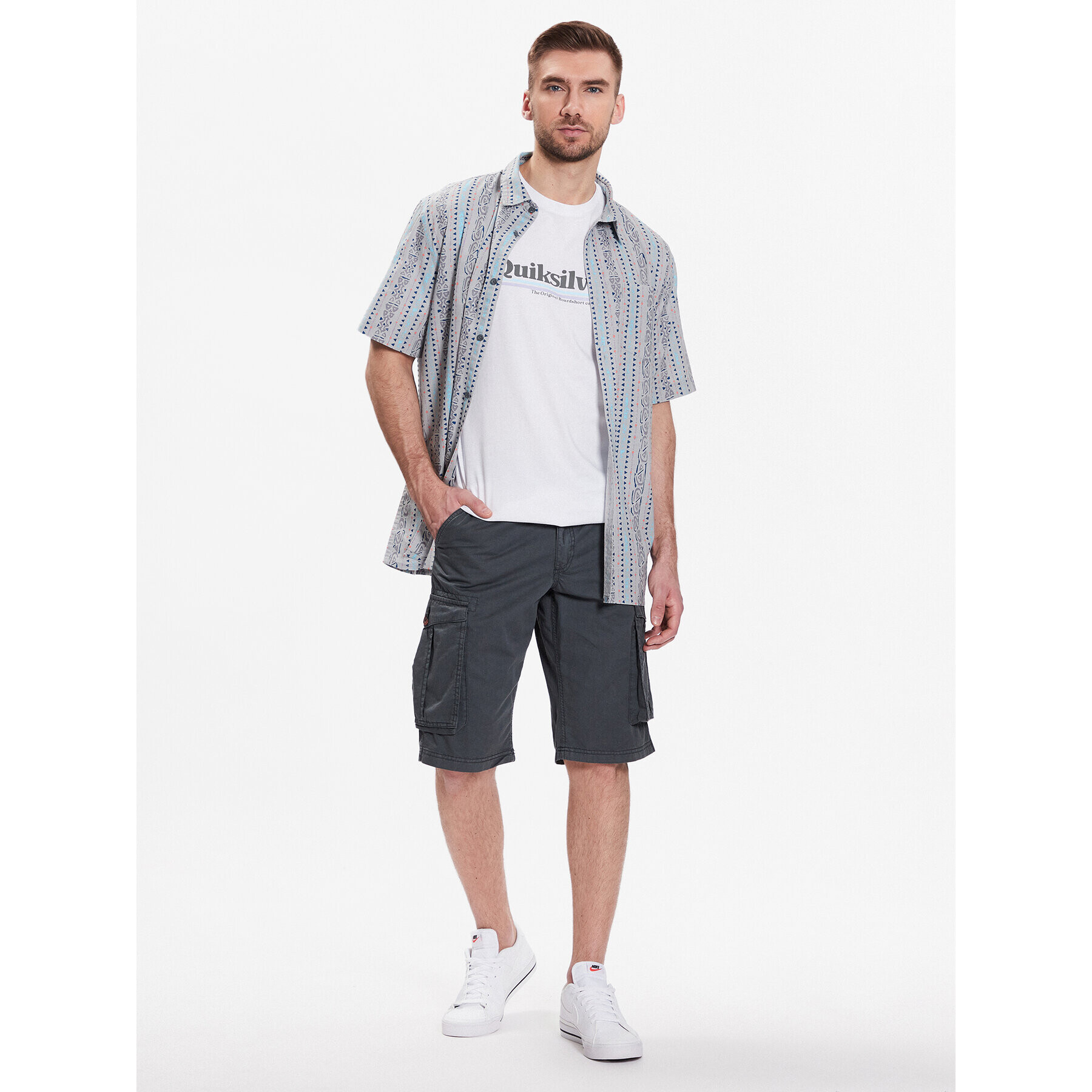 Quiksilver Тишърт Between The Lines EQYZT07216 Бял Regular Fit - Pepit.bg