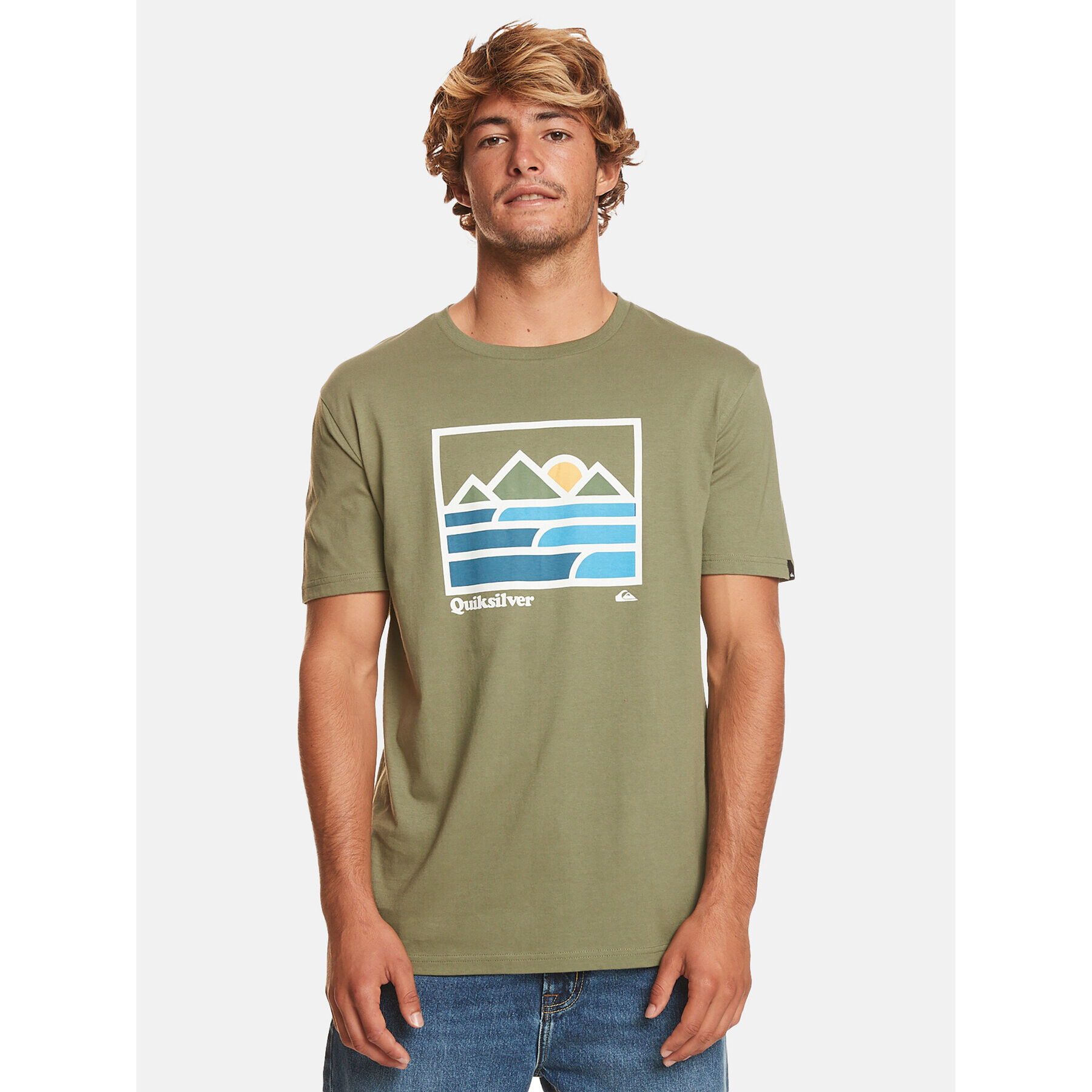 Quiksilver Тишърт Landscapelines Tees EQYZT07450 Каки Regular Fit - Pepit.bg