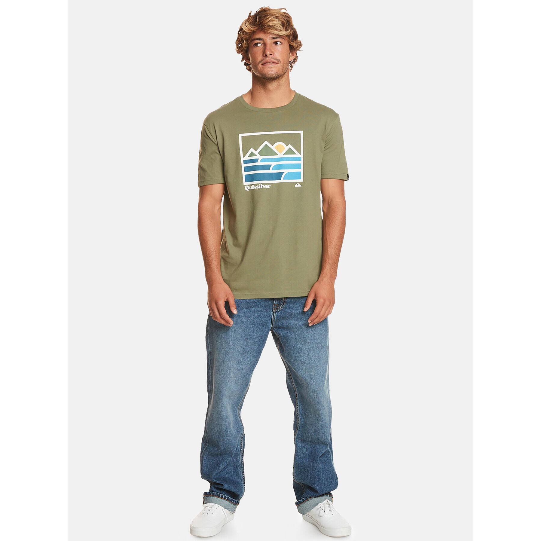 Quiksilver Тишърт Landscapelines Tees EQYZT07450 Каки Regular Fit - Pepit.bg