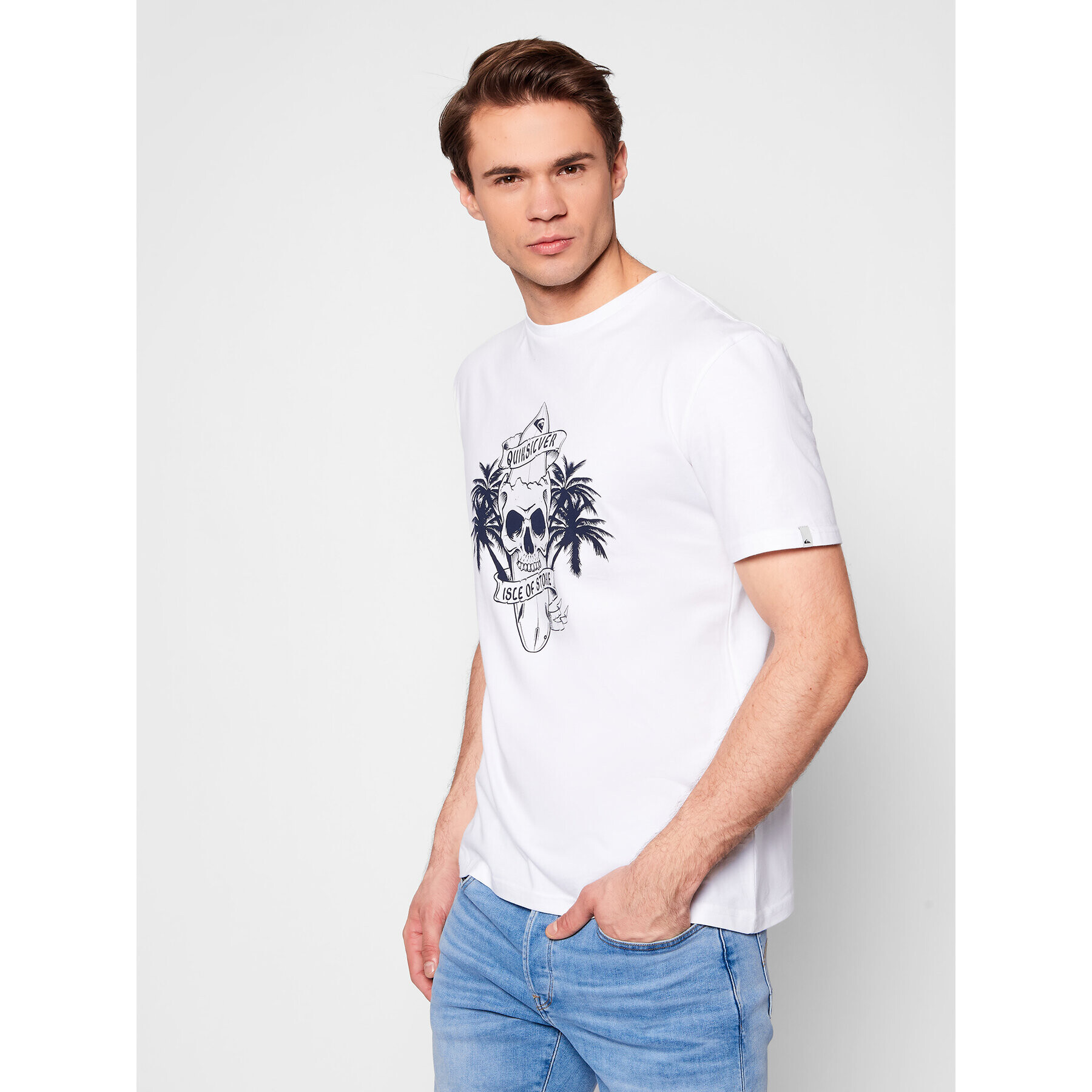 Quiksilver Тишърт Night Surfer EQYZT06325 Бял Regular Fit - Pepit.bg
