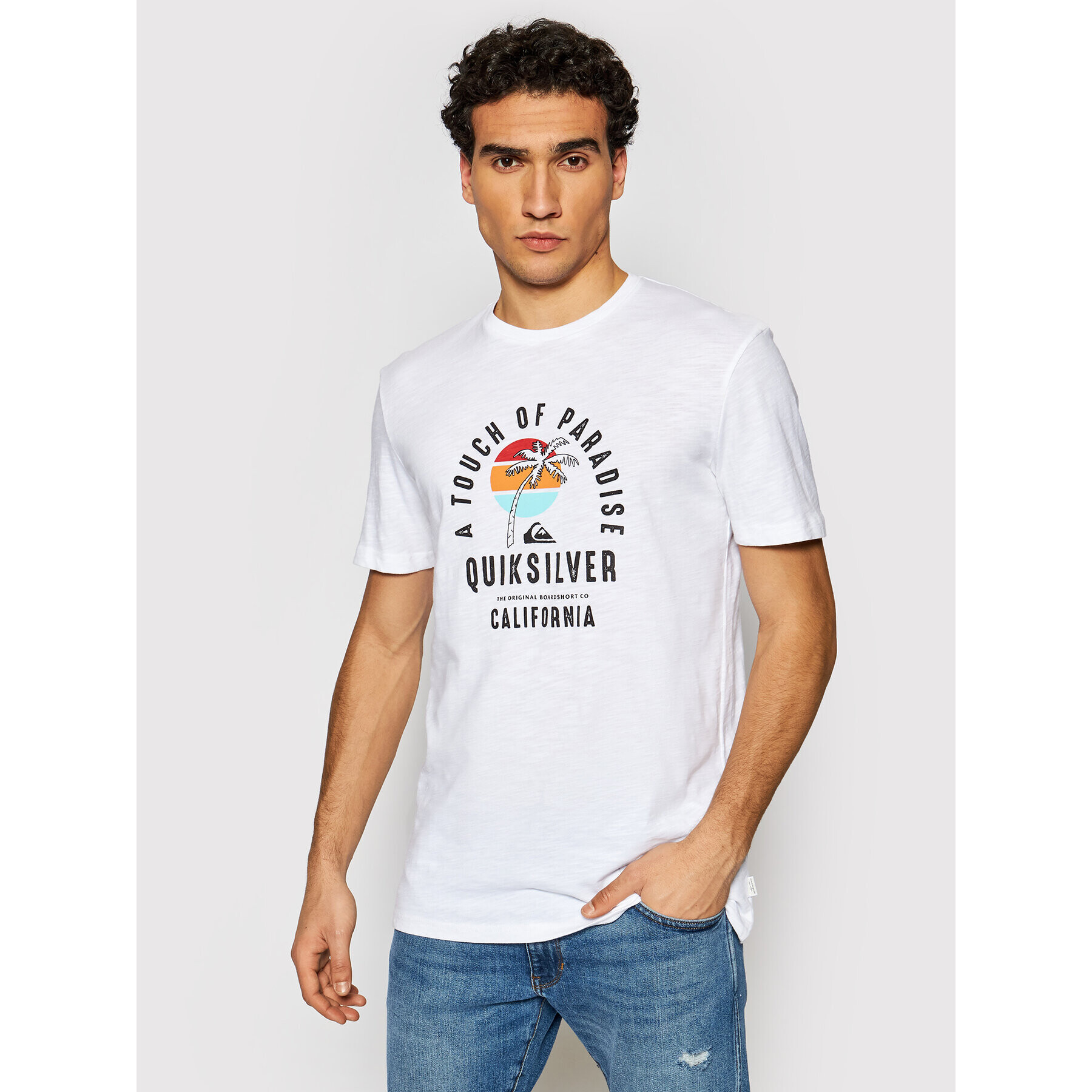 Quiksilver Тишърт Quiet Hour EQYZT06387 Бял Regular Fit - Pepit.bg