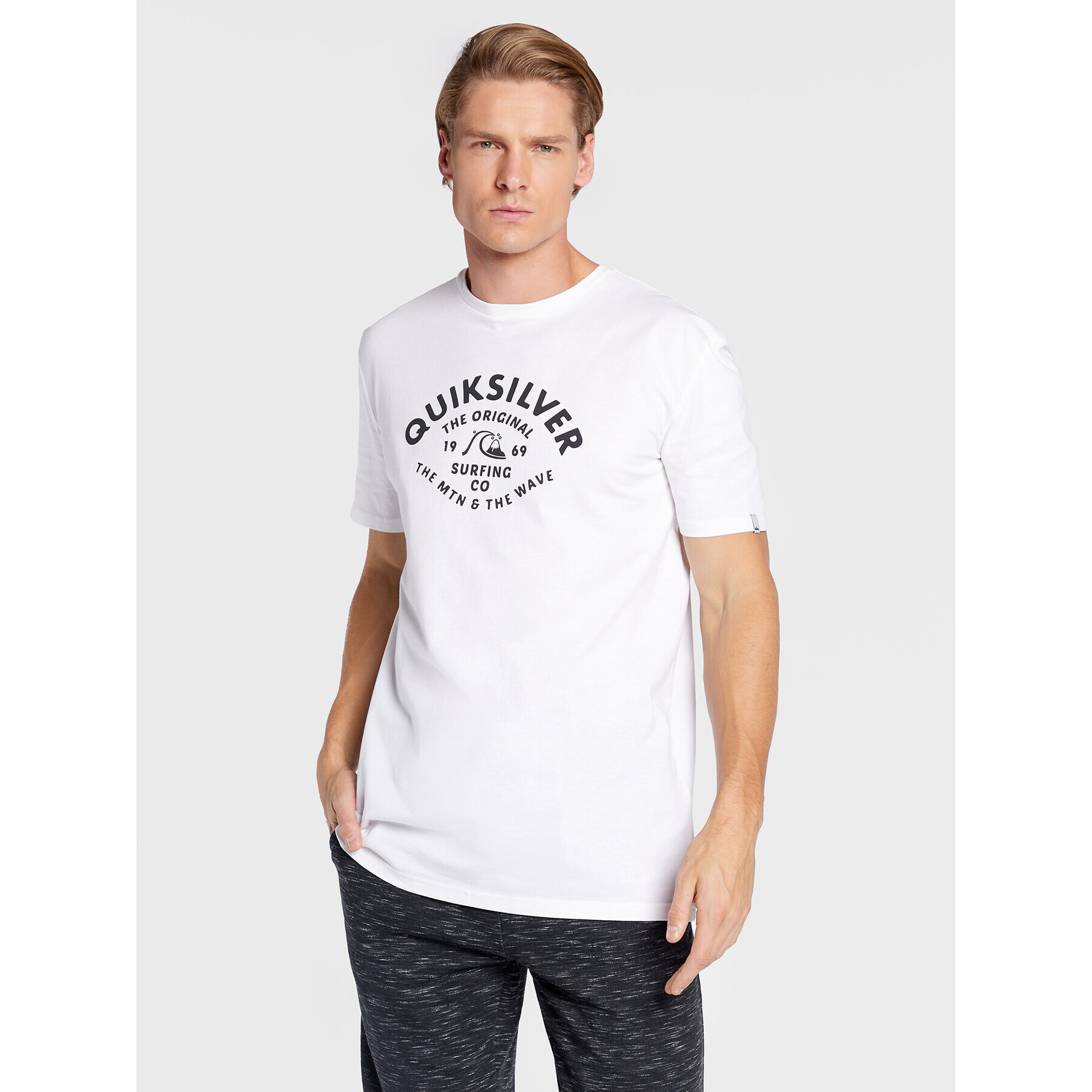 Quiksilver Тишърт Script Talk Front EQYZT07042 Бял Classic Fit - Pepit.bg