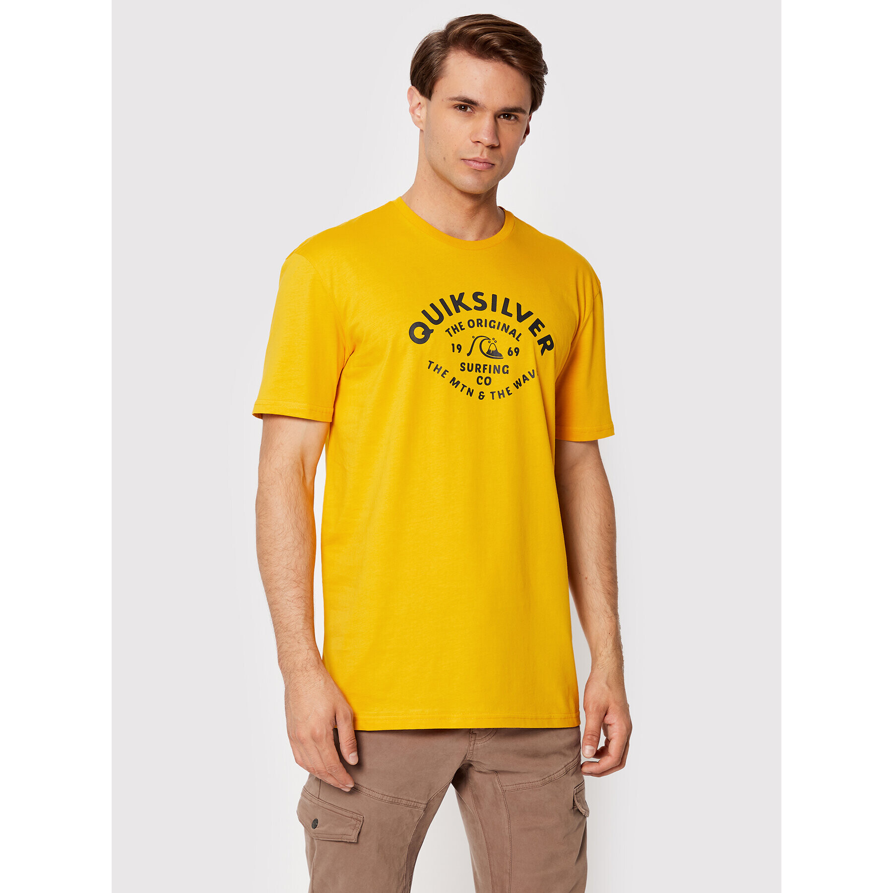 Quiksilver Тишърт Script Talk Front EQYZT07042 Жълт Regular Fit - Pepit.bg