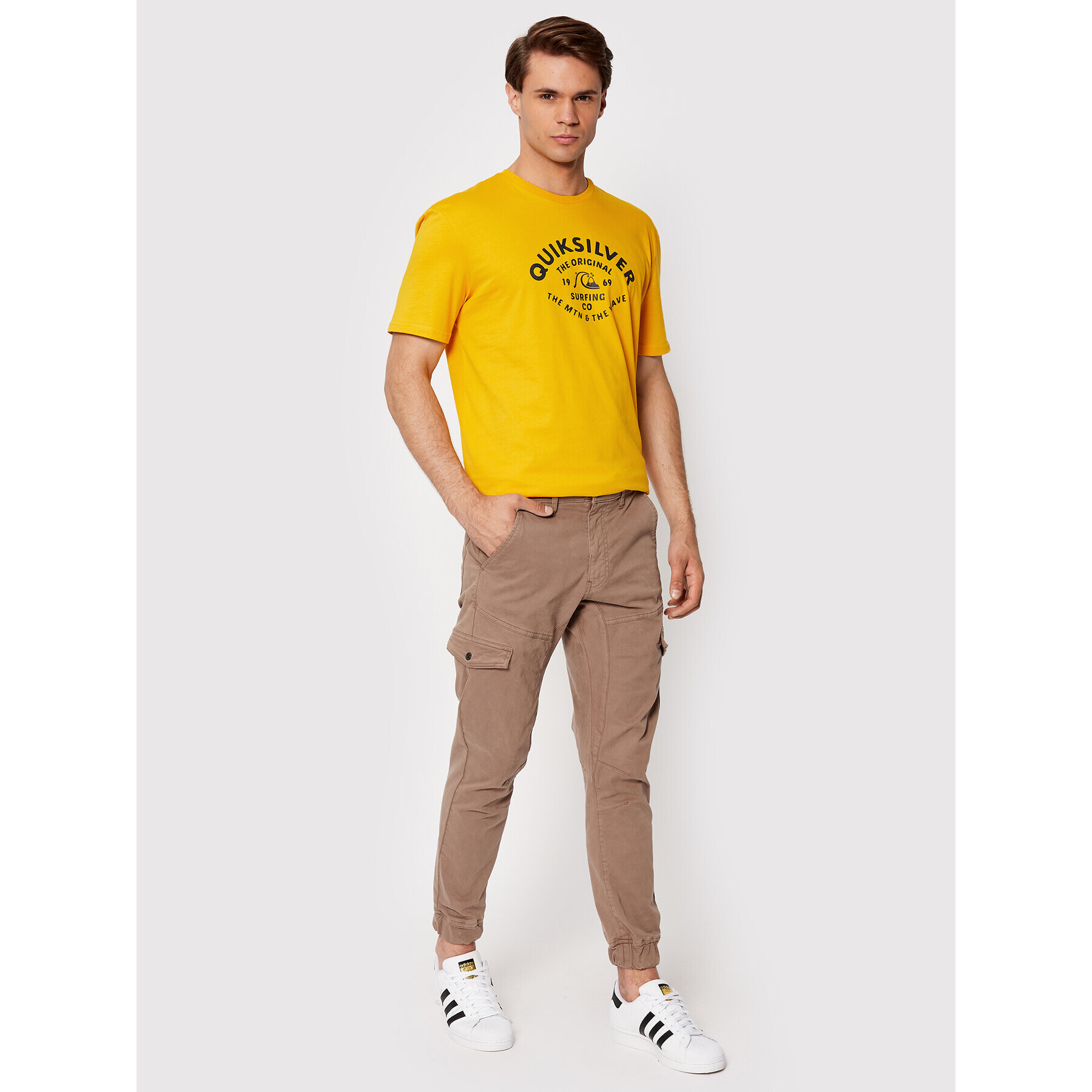 Quiksilver Тишърт Script Talk Front EQYZT07042 Жълт Regular Fit - Pepit.bg