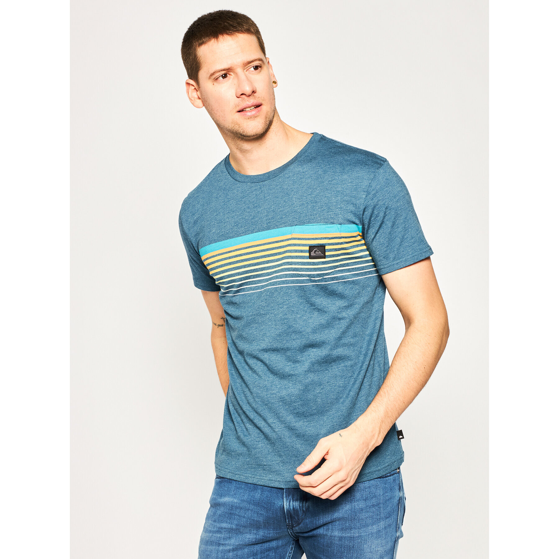 Quiksilver Тишърт Slab Pocket EQYZT05793 Син Regular Fit - Pepit.bg