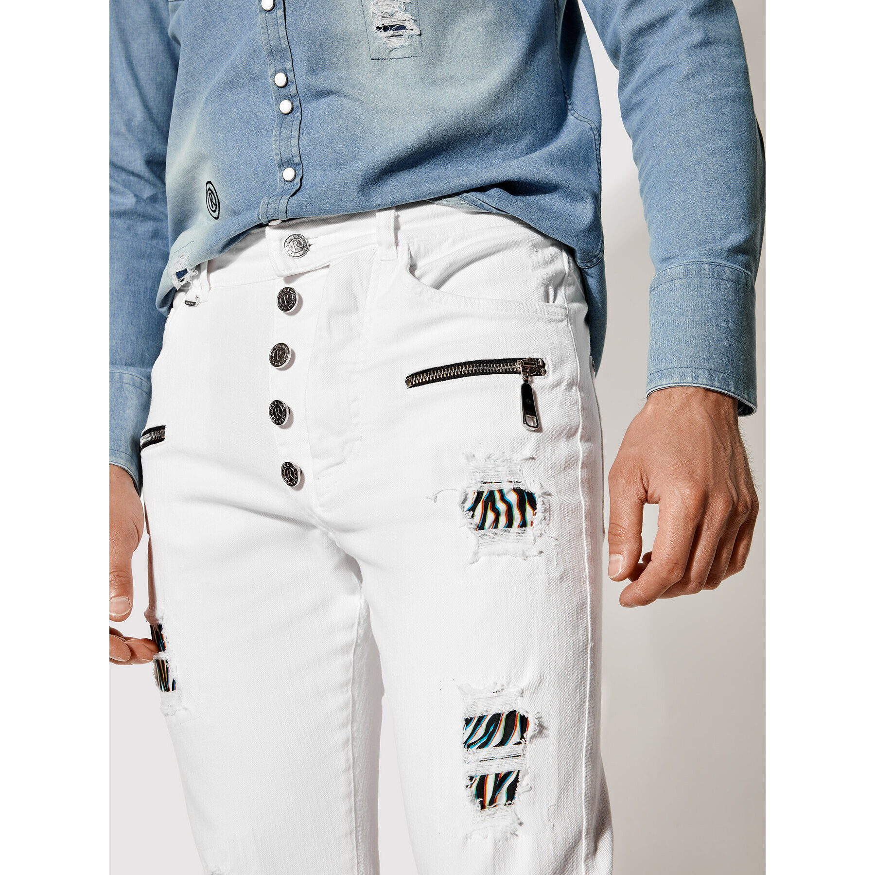 Rage Age Дънки Hermes 1 Бял Slim Fit - Pepit.bg