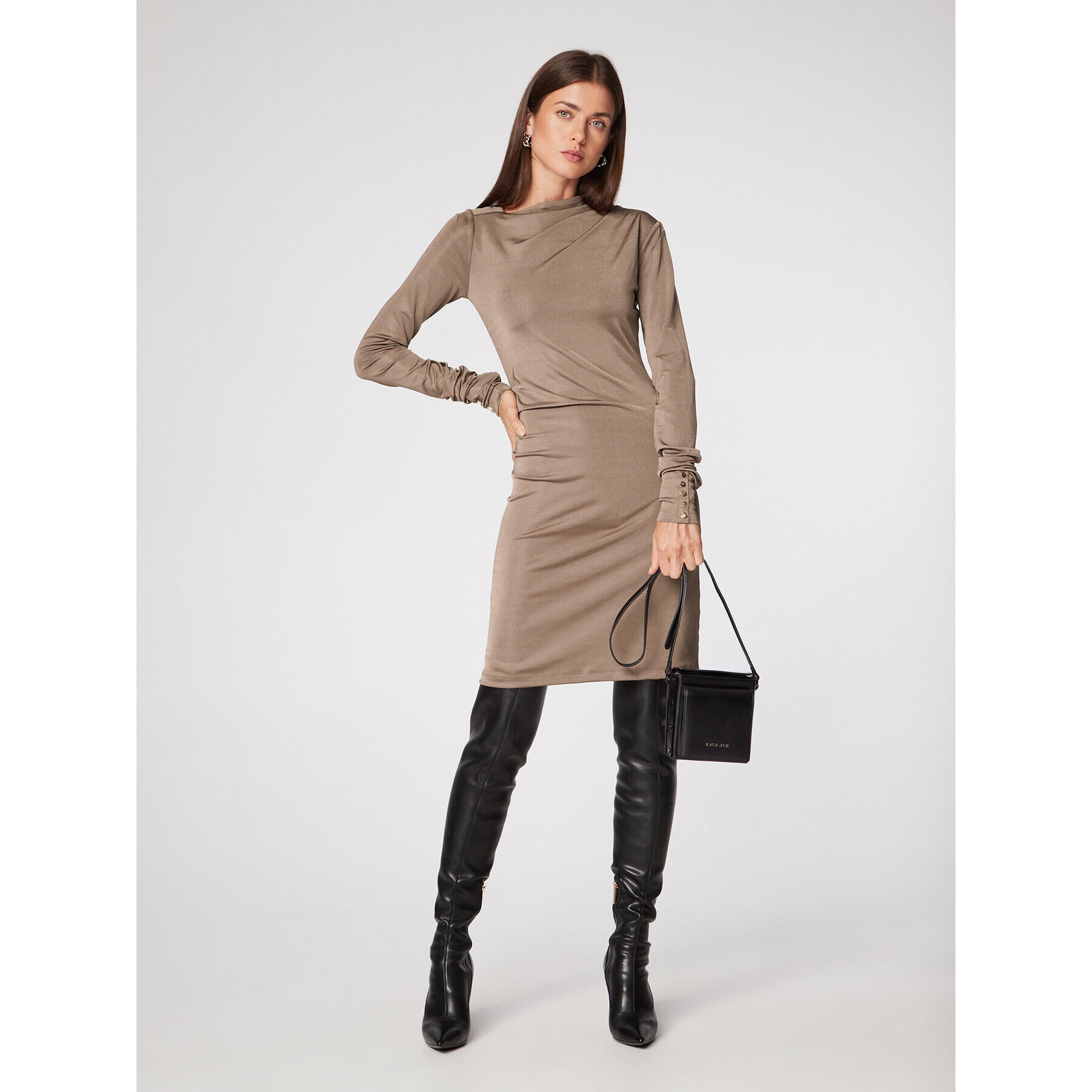 Rage Age Ежедневна рокля Natalie Бежов Slim Fit - Pepit.bg