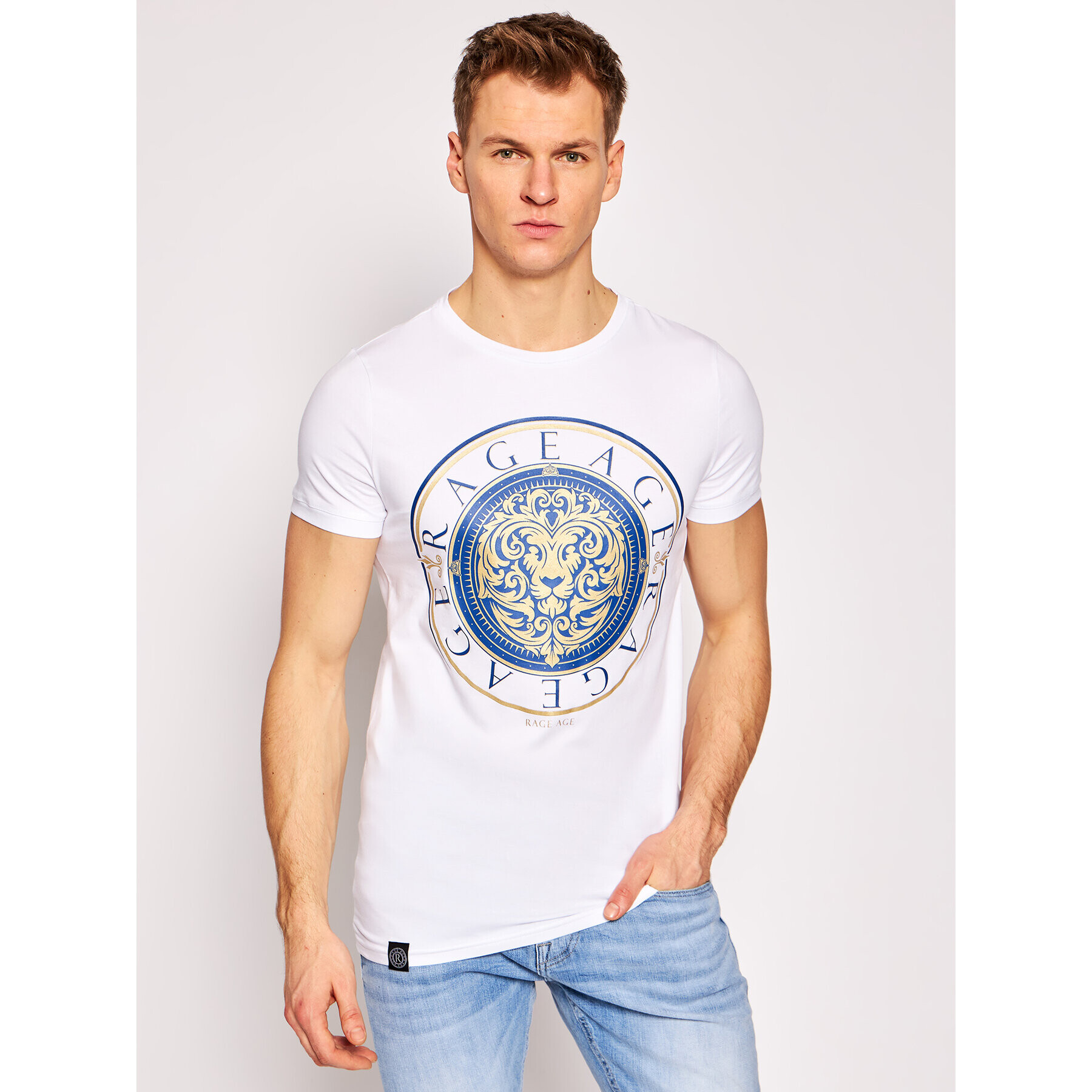 Rage Age Тишърт Gold Lion Бял Slim Fit - Pepit.bg