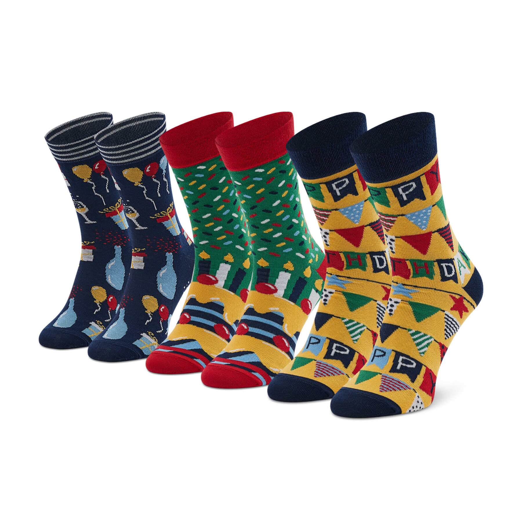 Rainbow Socks Дълги чорапи unisex Happy Birthday Цветен - Pepit.bg