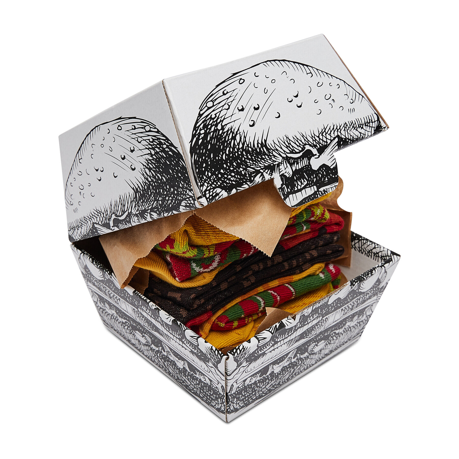 Rainbow Socks Комплект 2 чифта дълги чорапи мъжки Tasty Burger Кафяв - Pepit.bg
