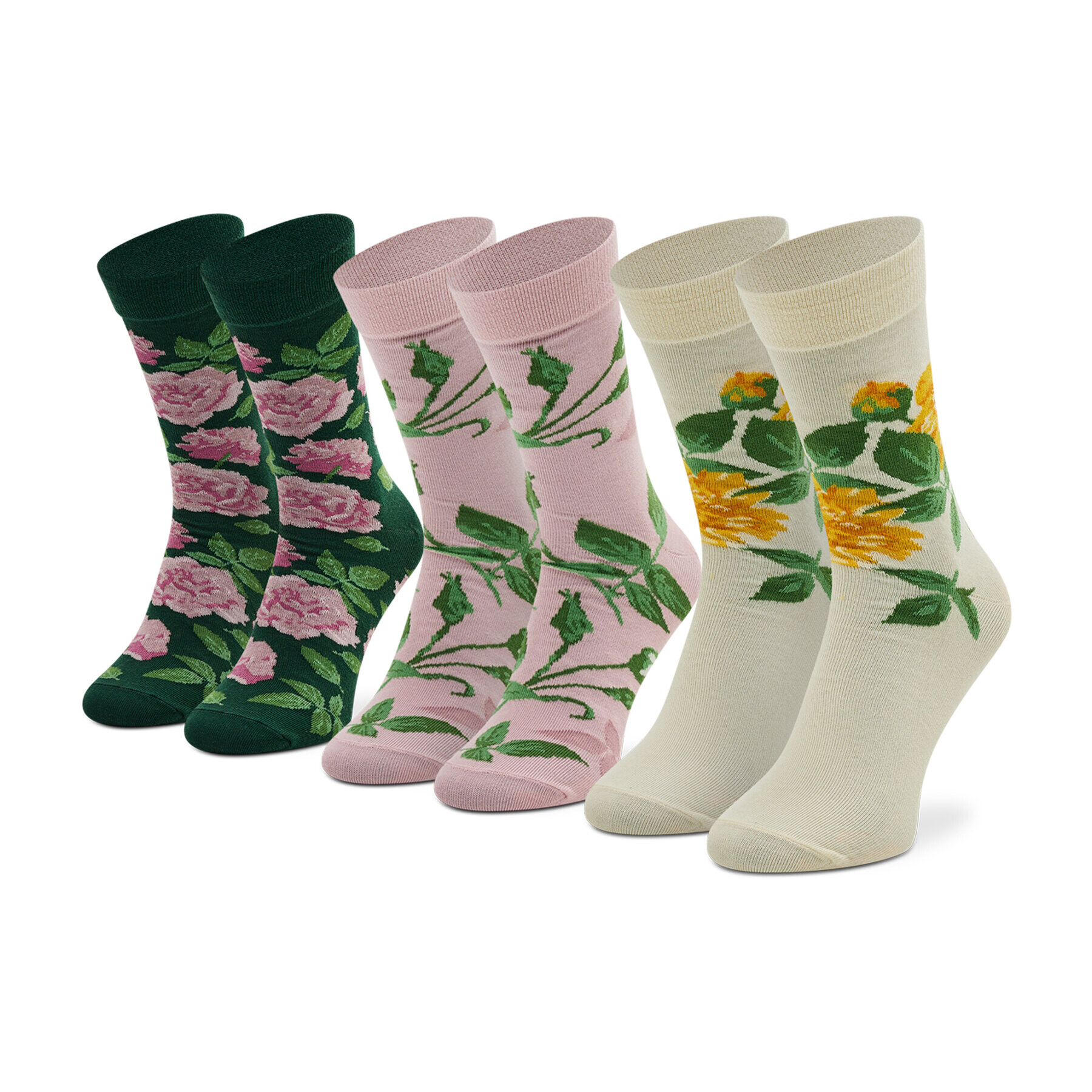 Rainbow Socks Комплект 3 чифта дълги чорапи дамски Box Flower Розов - Pepit.bg