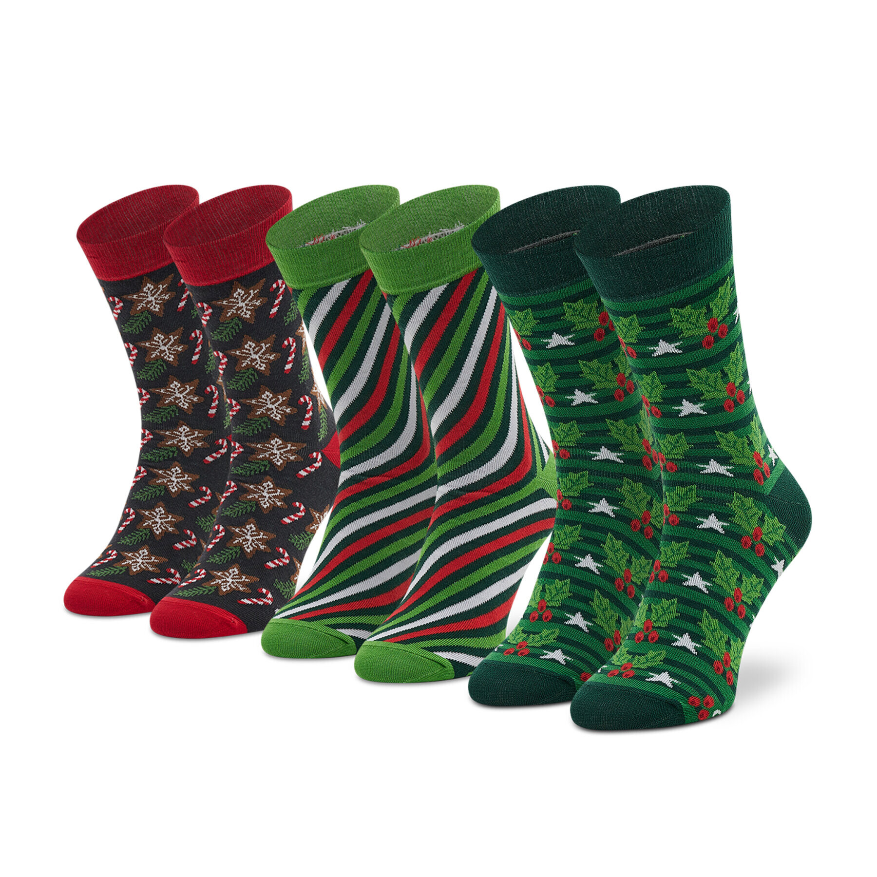 Rainbow Socks Комплект 3 чифта дълги чорапи мъжки Xmas Socks Box Stripes Pak 3 Зелен - Pepit.bg