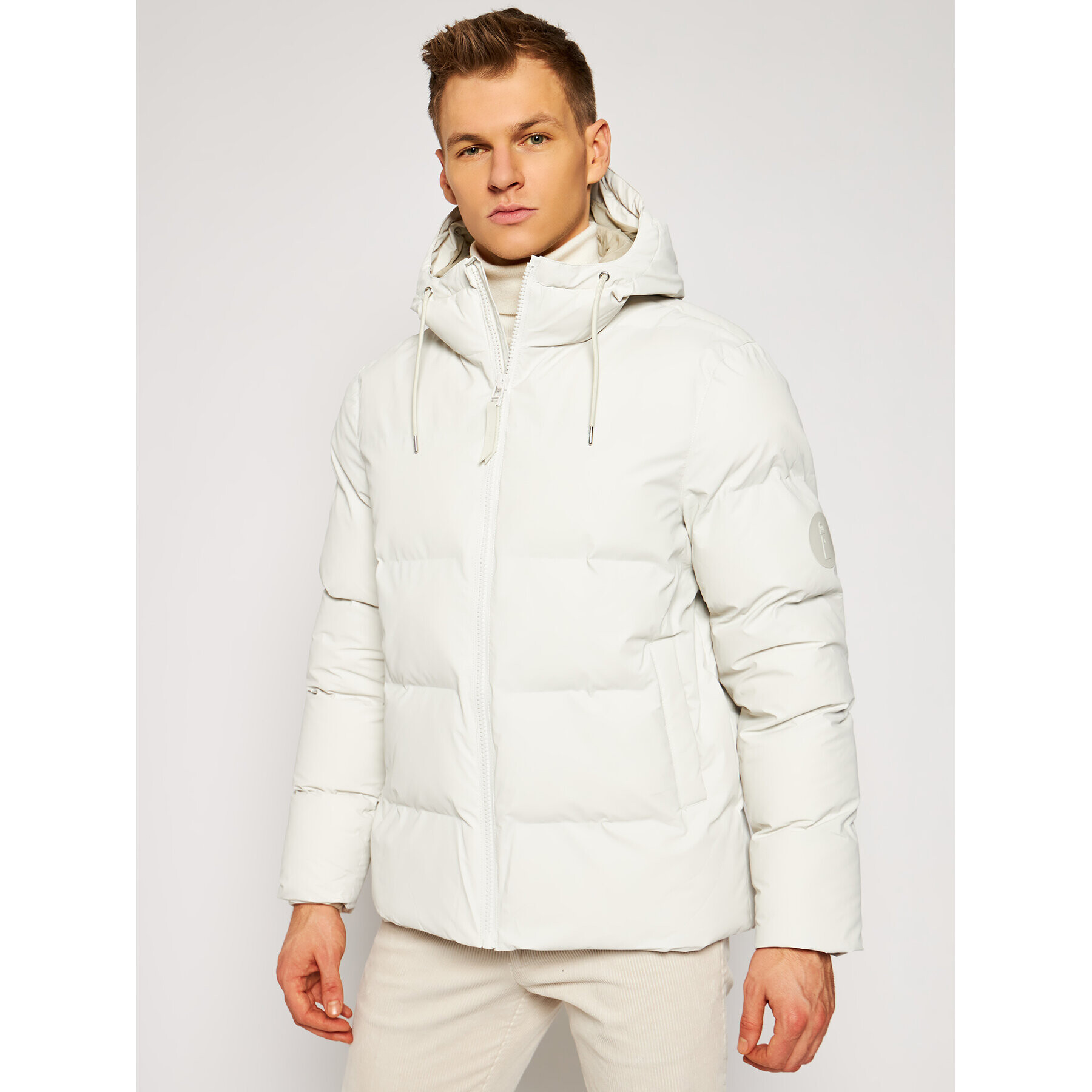 Rains Пухено яке 1506 Бял Casual Fit - Pepit.bg