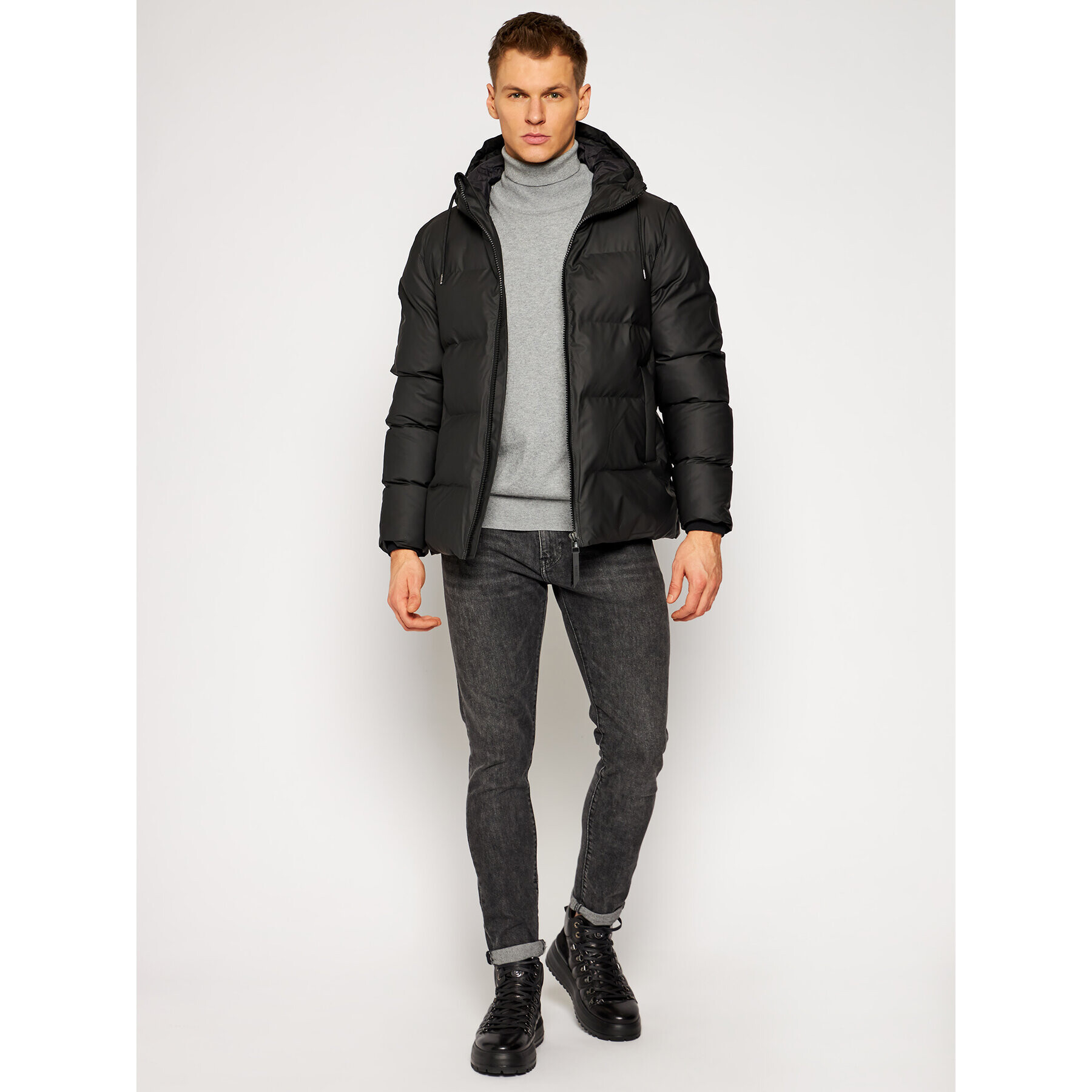 Rains Пухено яке 1506 Черен Casual Fit - Pepit.bg