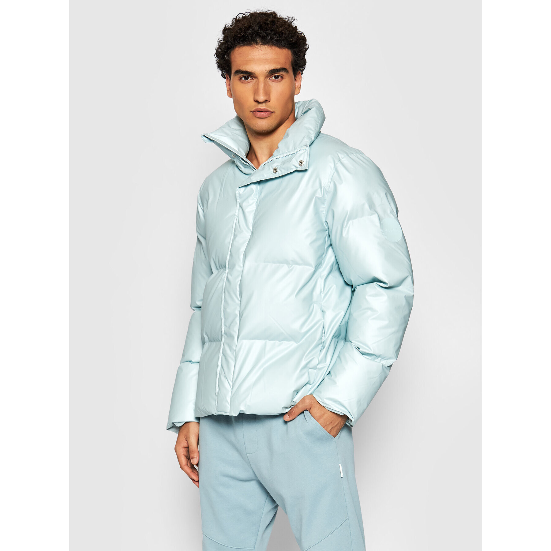 Rains Пухено яке Unisex 1522 Син Boxy Fit - Pepit.bg