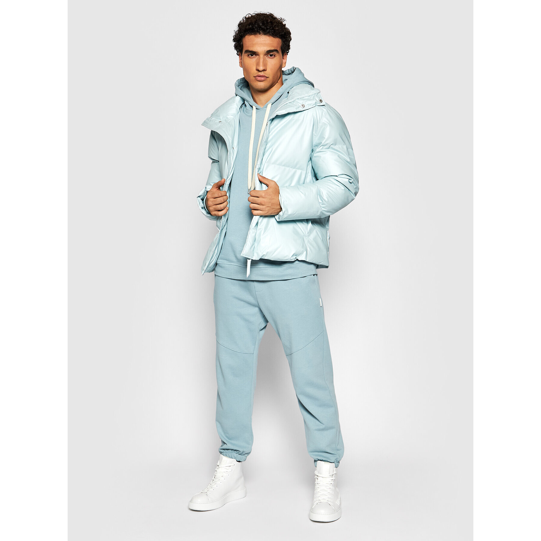 Rains Пухено яке Unisex 1522 Син Boxy Fit - Pepit.bg