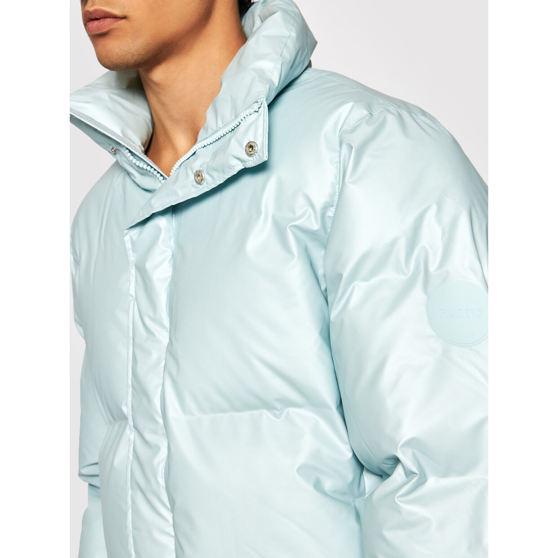 Rains Пухено яке Unisex 1522 Син Boxy Fit - Pepit.bg