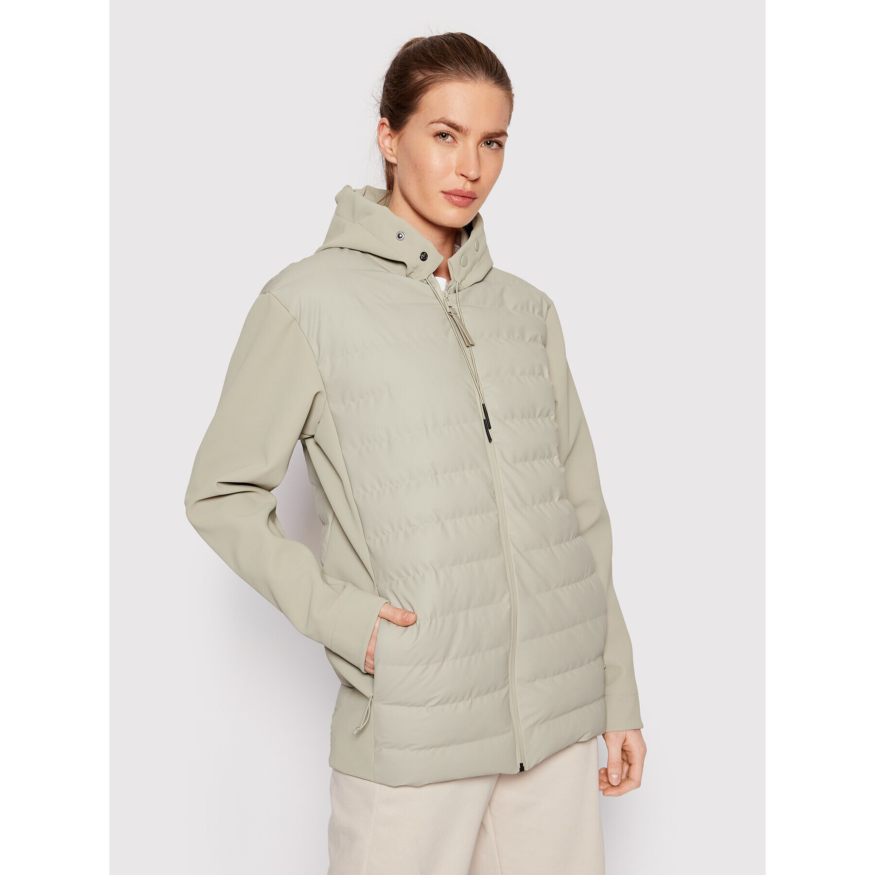 Rains Пухено яке Unisex 15450 Бежов Regular Fit - Pepit.bg