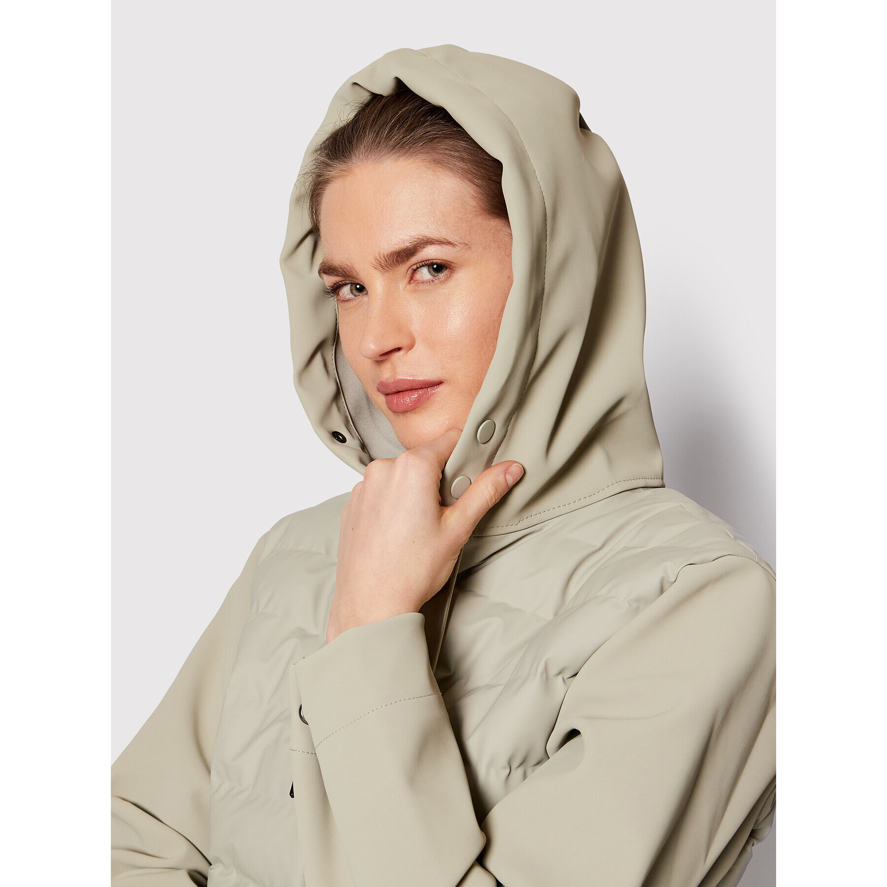 Rains Пухено яке Unisex 15450 Бежов Regular Fit - Pepit.bg