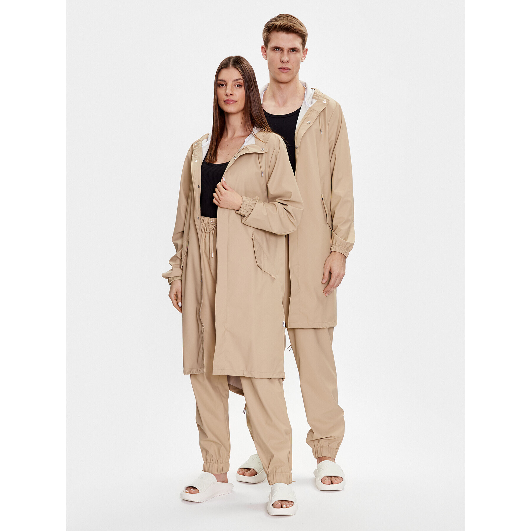 Rains Текстилни панталони Unisex 18560 Бежов Comfortable Fit - Pepit.bg