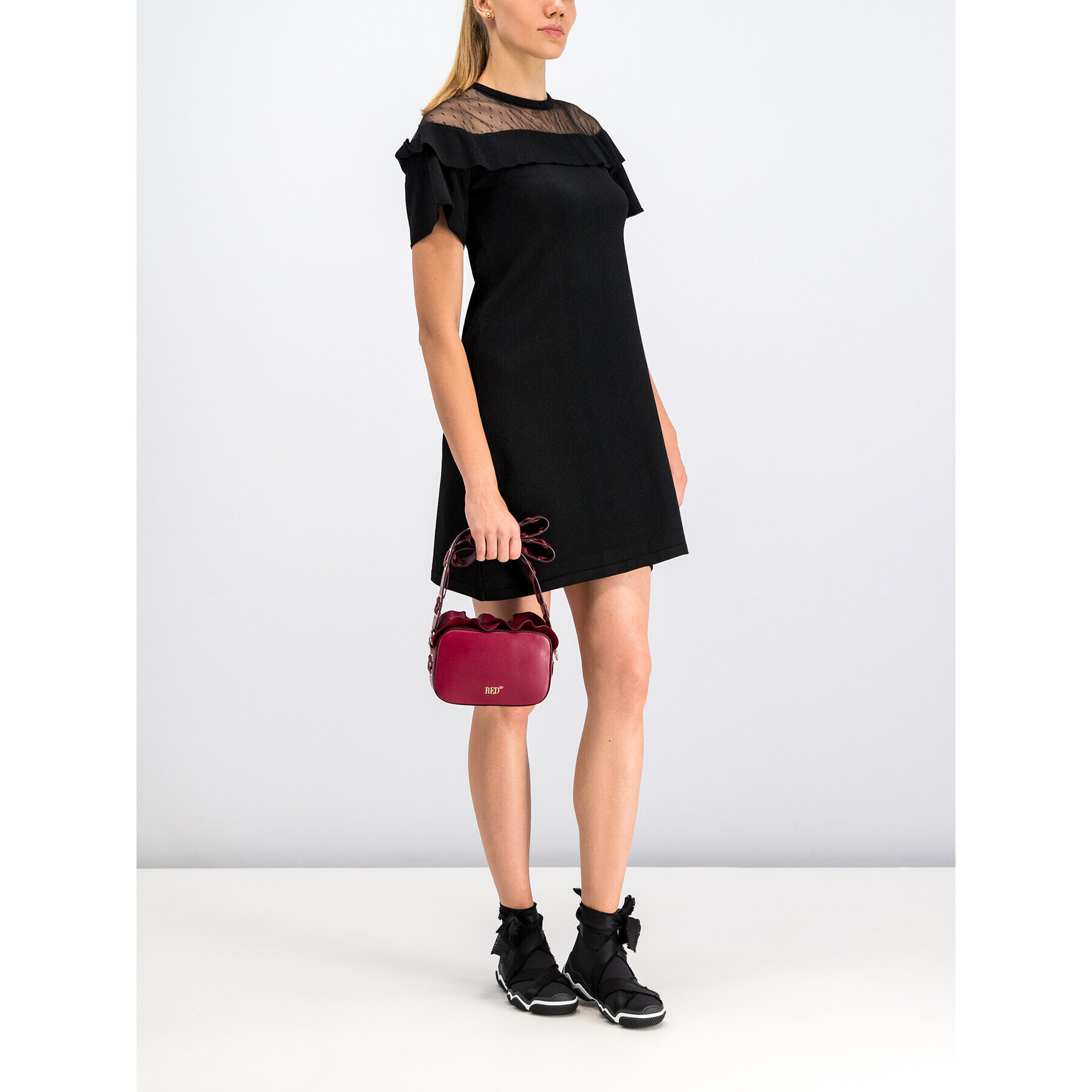 Red Valentino Плетена рокля SR3KDA73 Черен Regular Fit - Pepit.bg