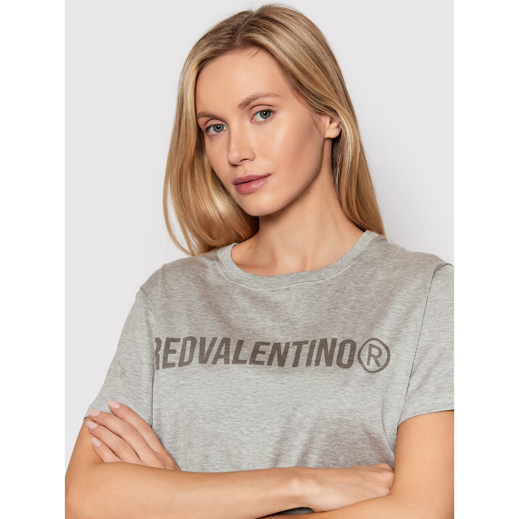 Red Valentino Тишърт XR3MG13Q Сив Regular Fit - Pepit.bg