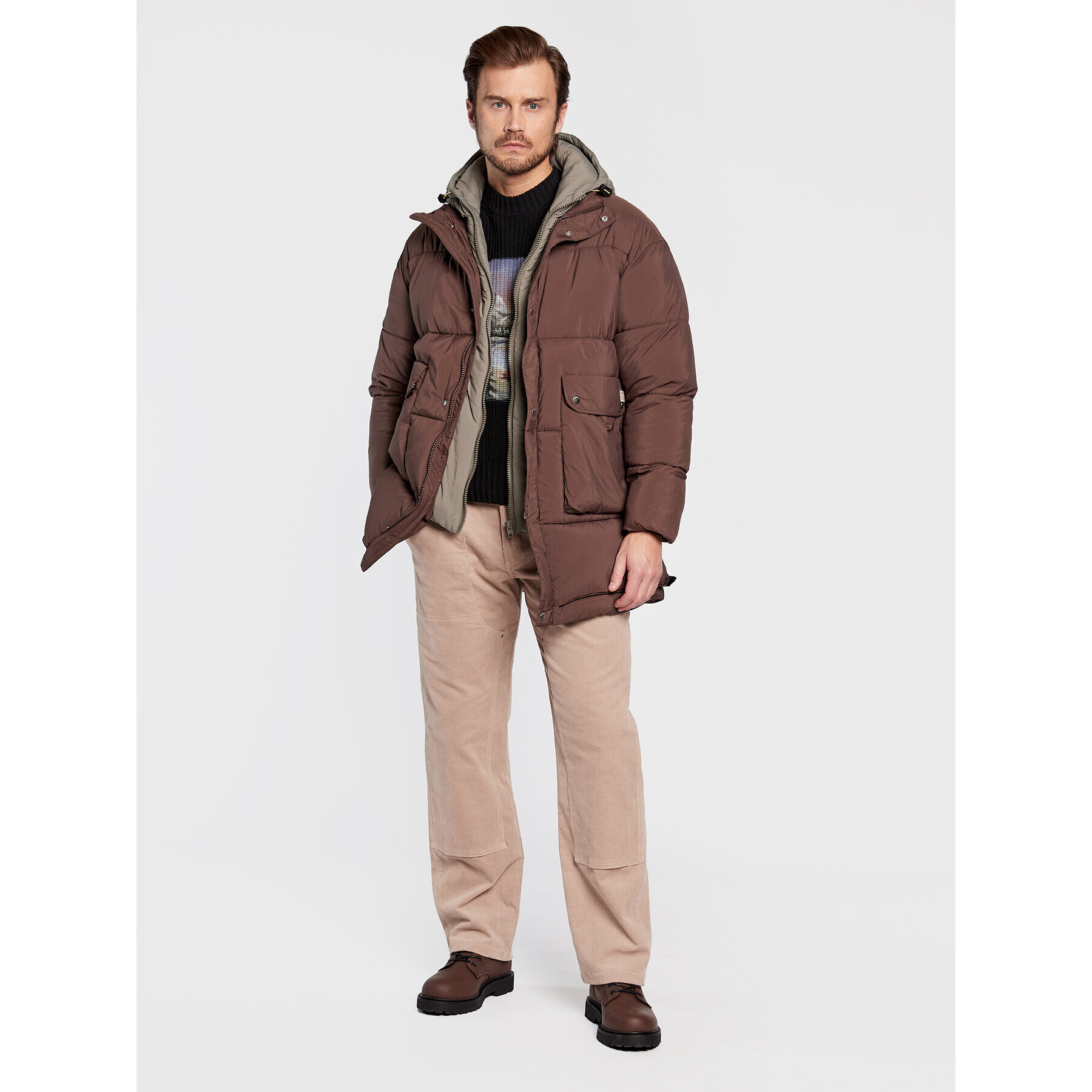 Redefined Rebel Пухено яке Andreas 225004 Кафяв Regular Fit - Pepit.bg